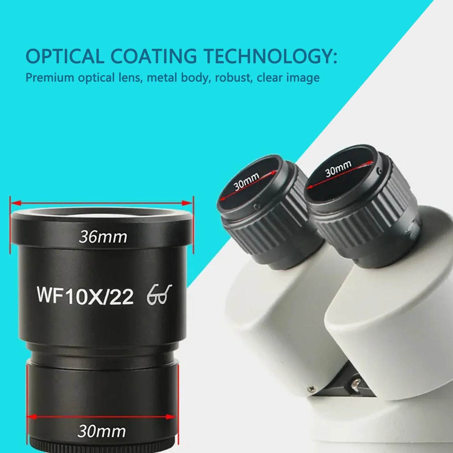 2PCS 10x Szerokości Mikroskopu Okular 22 Mm Oczu 30 Mm wielkość Montażu Uniwersalne Aluminium Biologiczne Mikroskop