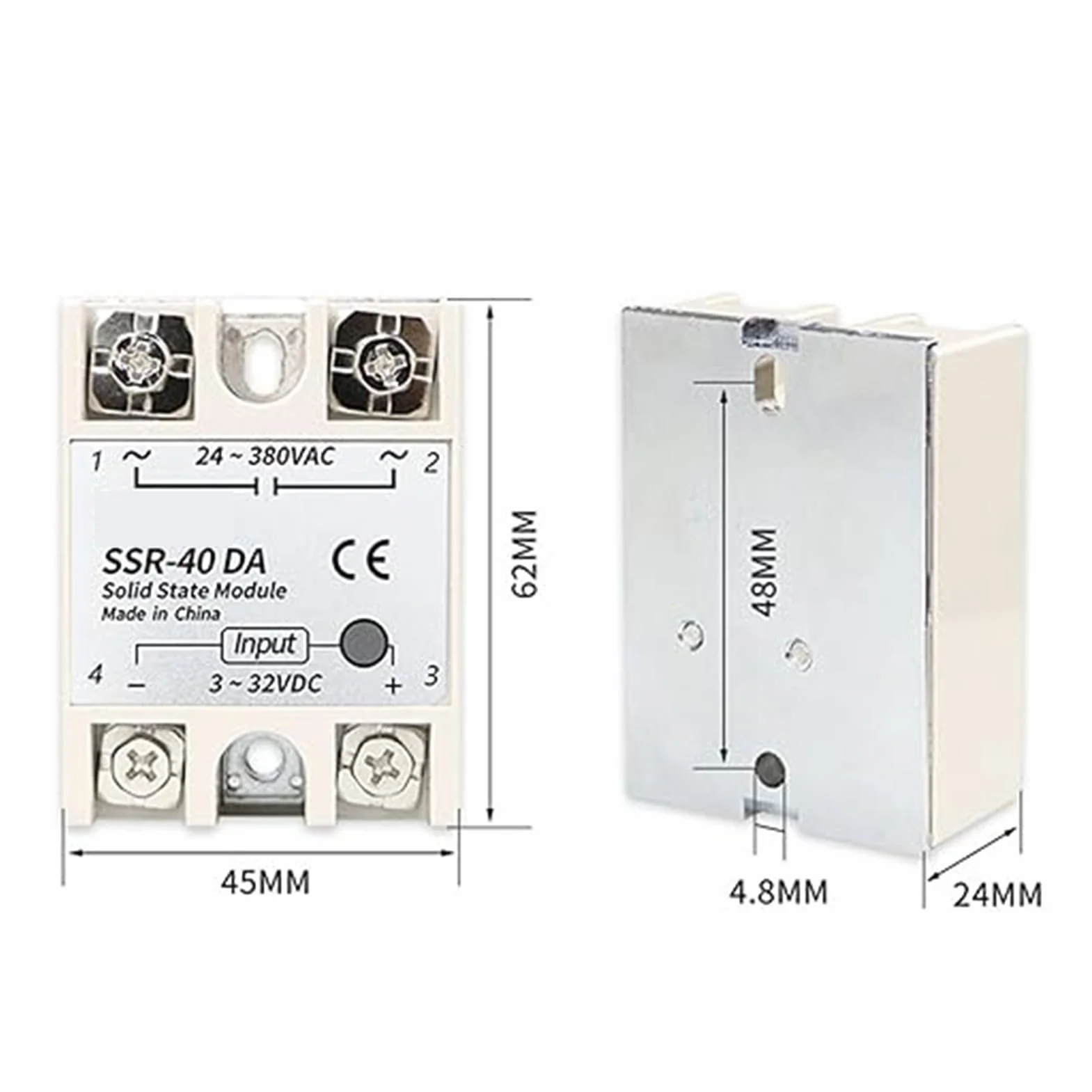 CAM2 Przekaźnik półprzewodnikowy SSR-40DA 40A 24-380VAC 3-32V DC Montaż na panelu