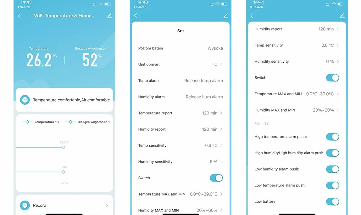 Czujnik temperatury i wilgotności WiFi TUYA V2