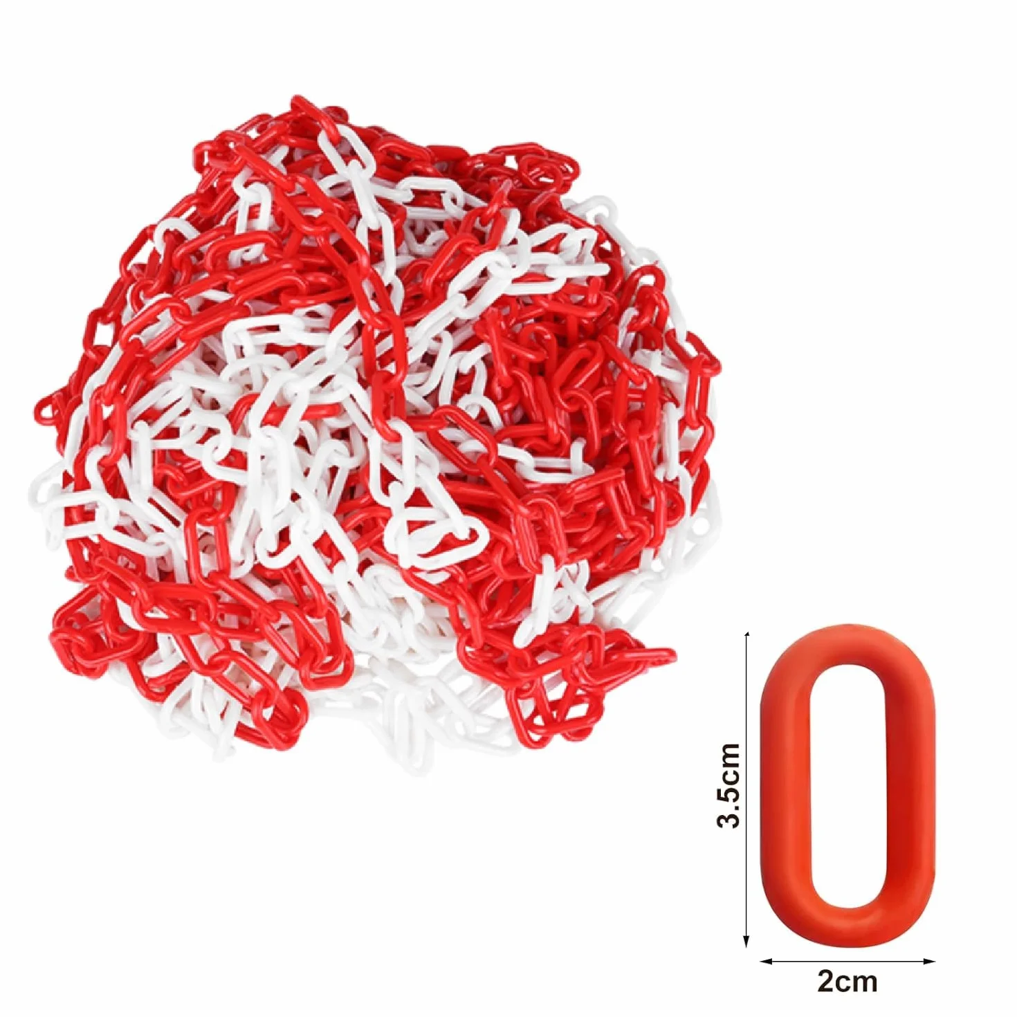 Łańcuch z tworzywa sztucznego, łańcuch odcinający z tworzywa sztucznego, łańcuch ostrzegawczy z tworzywa sztucznego, 8 m, łańcuch ostrzegawczy, łańcuch ostrzegawczy, plastikowy, czerwony, biały