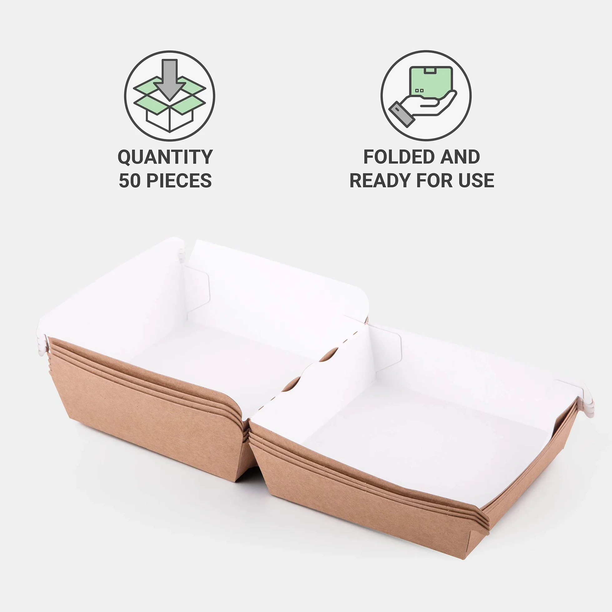 50 sztuk KraftBurger Box rozmiar M pojemniki na żywność Fast Food Takeaway jednorazowe pudełko hamburger zabezpieczone przed wyciekiem, przyjazne dla środowiska, nadają się do recyklingu (50, M)