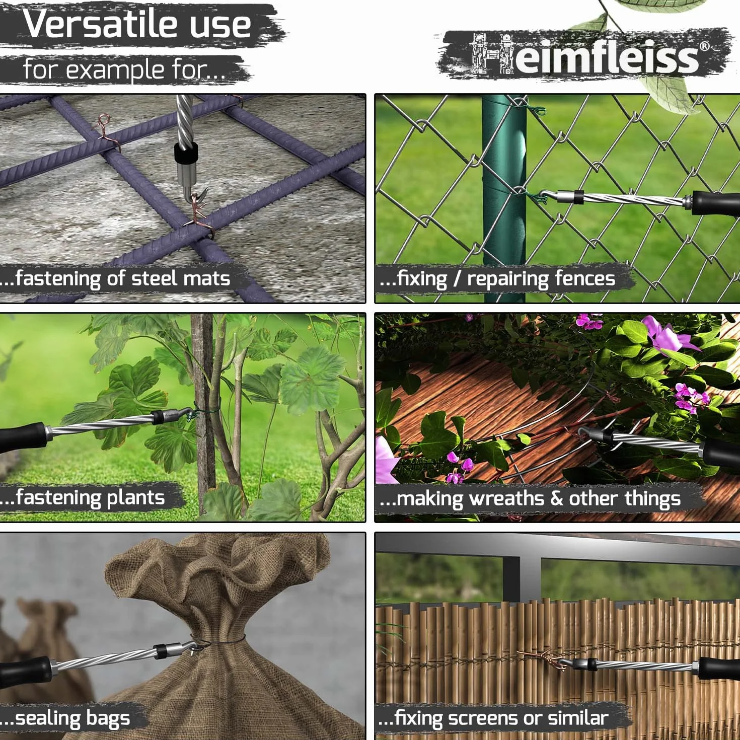 Heimfleiss® Drut rzymski zaizolowany czarny 1,4 x 100-300 mm 1000 szt. nierdzewny do wiązania betonowego z Niemiec