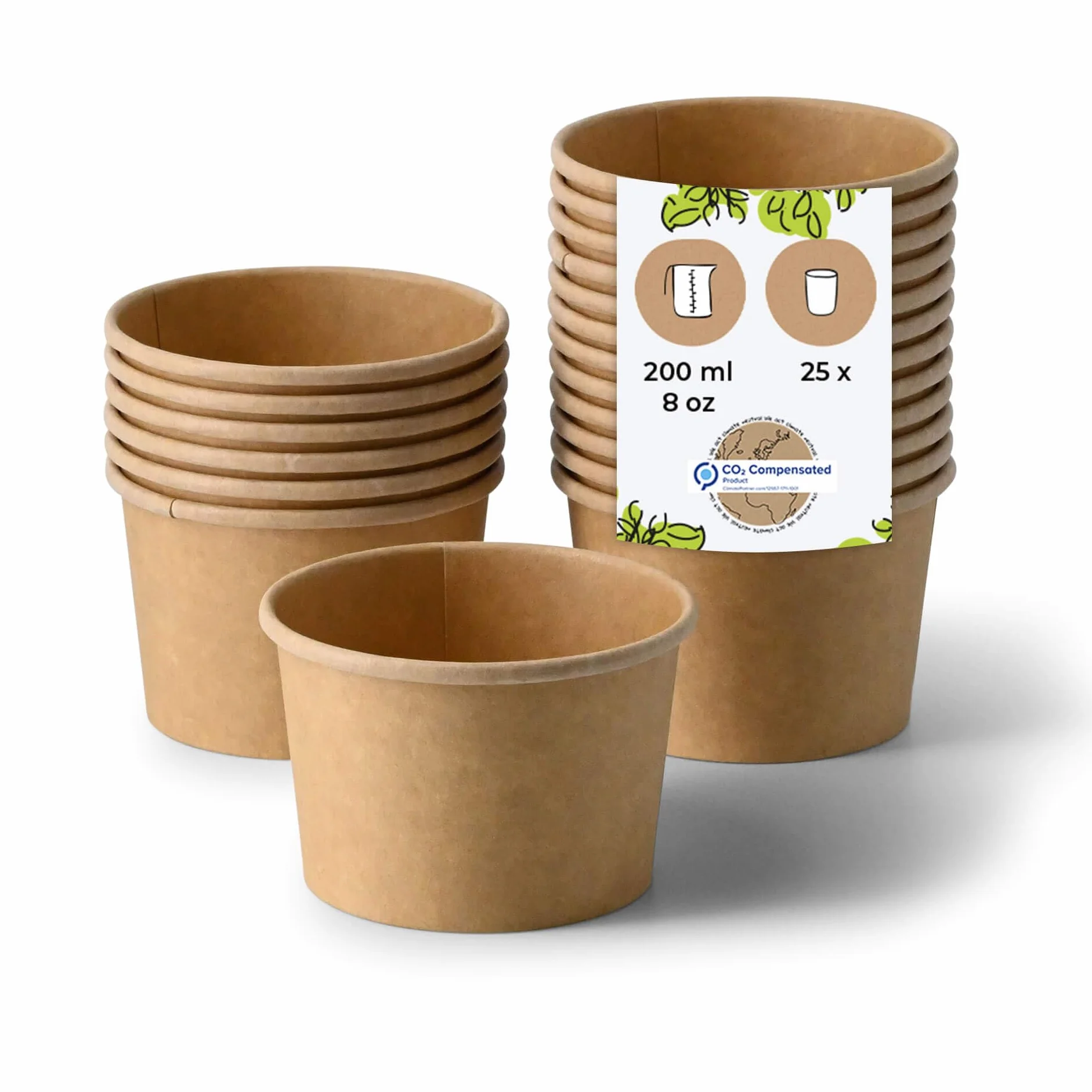 BIOZOYG Miska na zupę 25 sztuk 200 ml Ø 90 mm, brązowa, kubek kraft