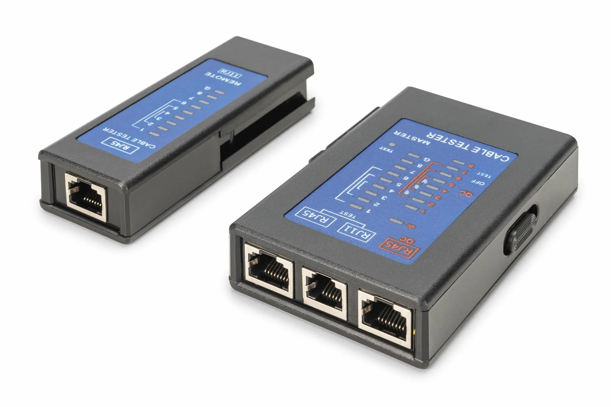 DIGITUS tester kabli sieciowych RJ45 RJ11 PoE CAT 5 CAT 5e CAT 6 CAT 6A czarny