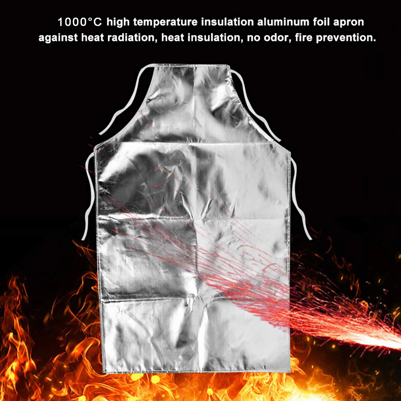Fartuch chroniący przed wysoką temperaturą, 1000 stopni, folia aluminiowa, niepłomieniowy płaszcz ochronny, kombinezon ochronny do spawania, kucia metalu, produkcji szkła, przemysłu odlewniczego,