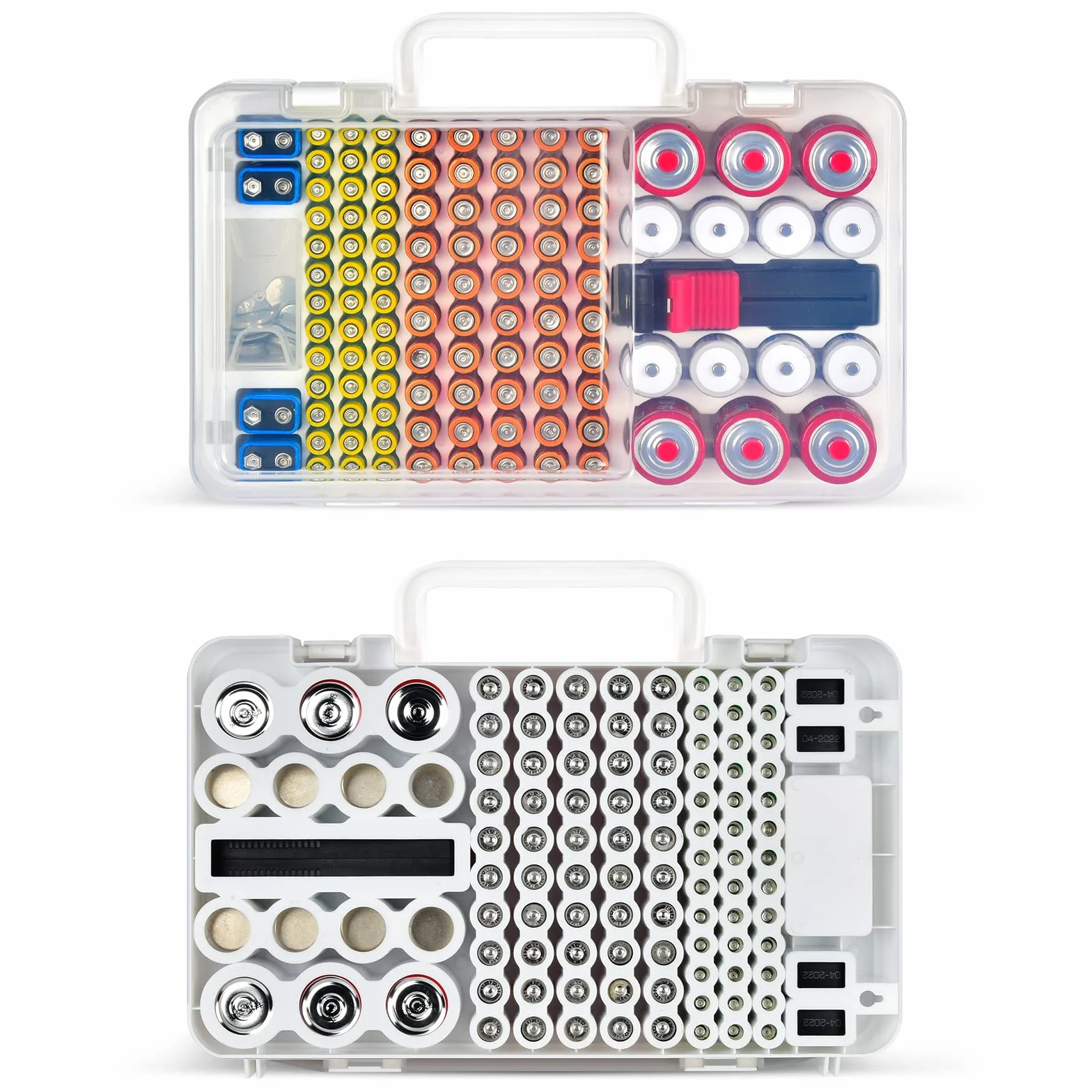 Pudełko do przechowywania baterii, pojemnik na baterie, organizer na baterie litowe 120+ AA AAA 9V C D, pudełko do przechowywania baterii, skrzynka na baterie z konstrukcją ścienną (baterie nie