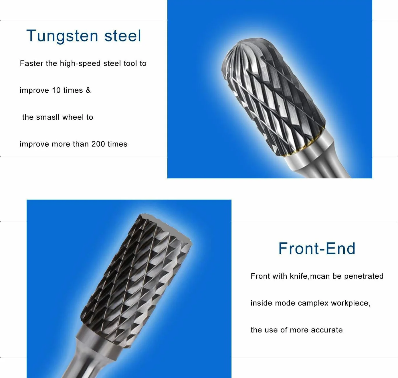 ASNOMY 1 sztuka frez ze stali wolframowej z twardego metalu zestaw z głowicą obrotową do szlifowania plików 6 x 12 mm do wiercenia metalu polerskiego - A