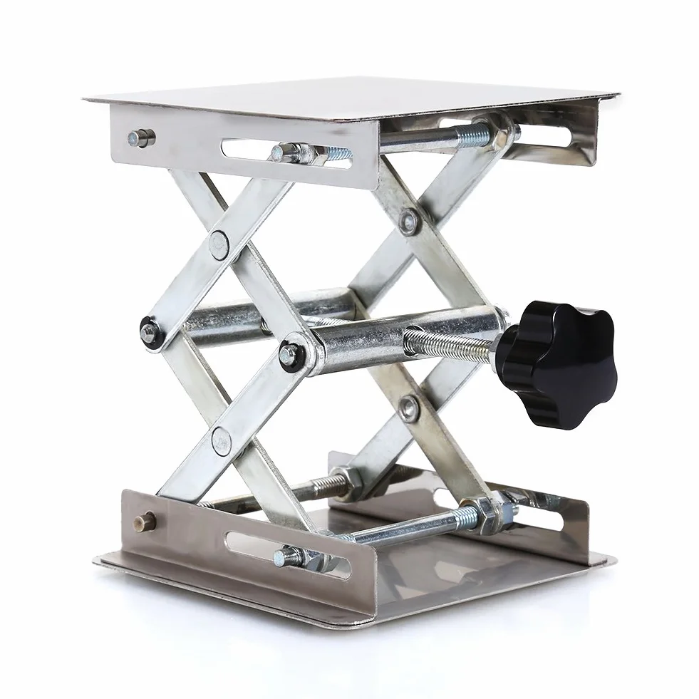 Laboratoryjna Platforma Podnosząca, 100X100mm Laboratoryjny Podnośnik Nożycowy ze Stali Nierdzewnej stół Podnośny do Chemicznego Fizycznego Eksperymentu Biologicznego