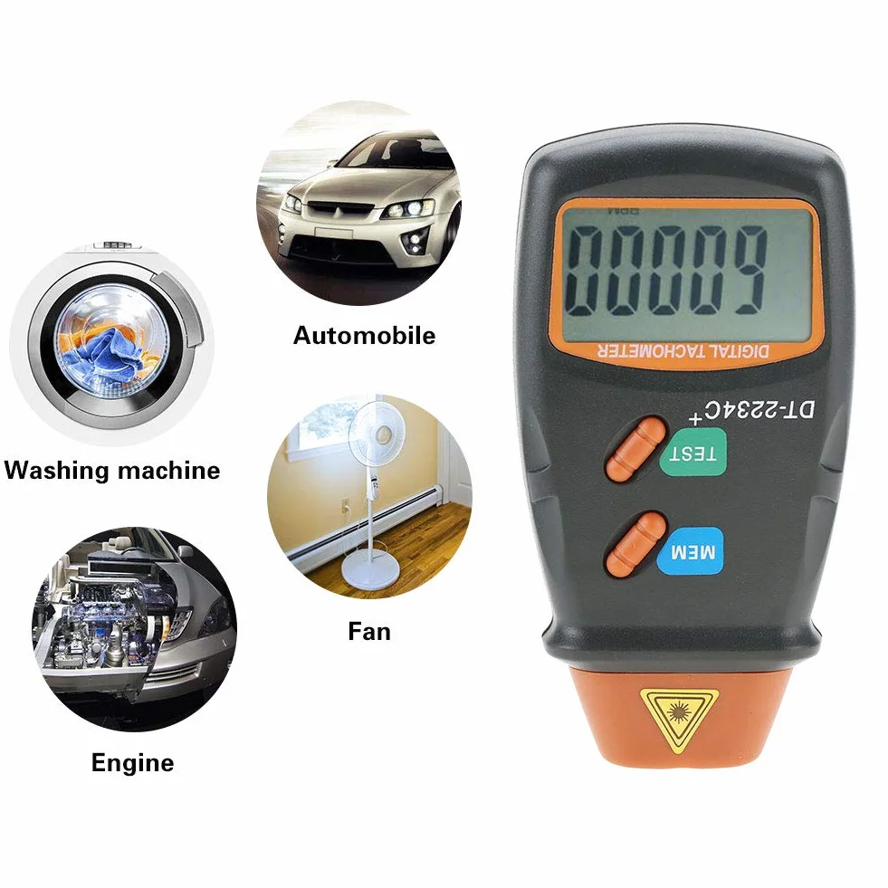 Qiilu Cyfrowy tachometr odblaskowy DT-2234C LCD bezstykowy tester minilomierza