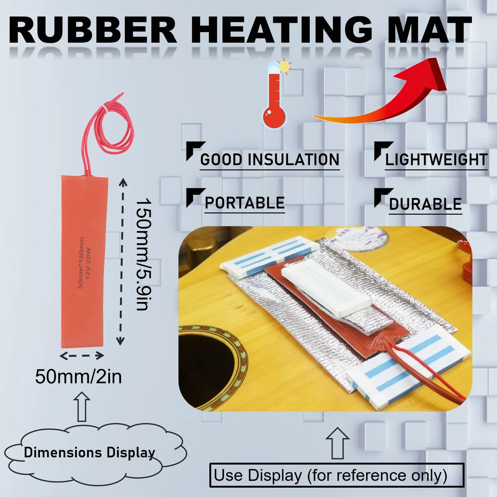 Silikonowa mata grzewcza 12V 20W 4 szt. 12v heating pad 50x150 mm, zakres temperatury 120 150°C, szybkie ogrzewanie, elastyczna podk?adka grzewcza do rur i Värmare