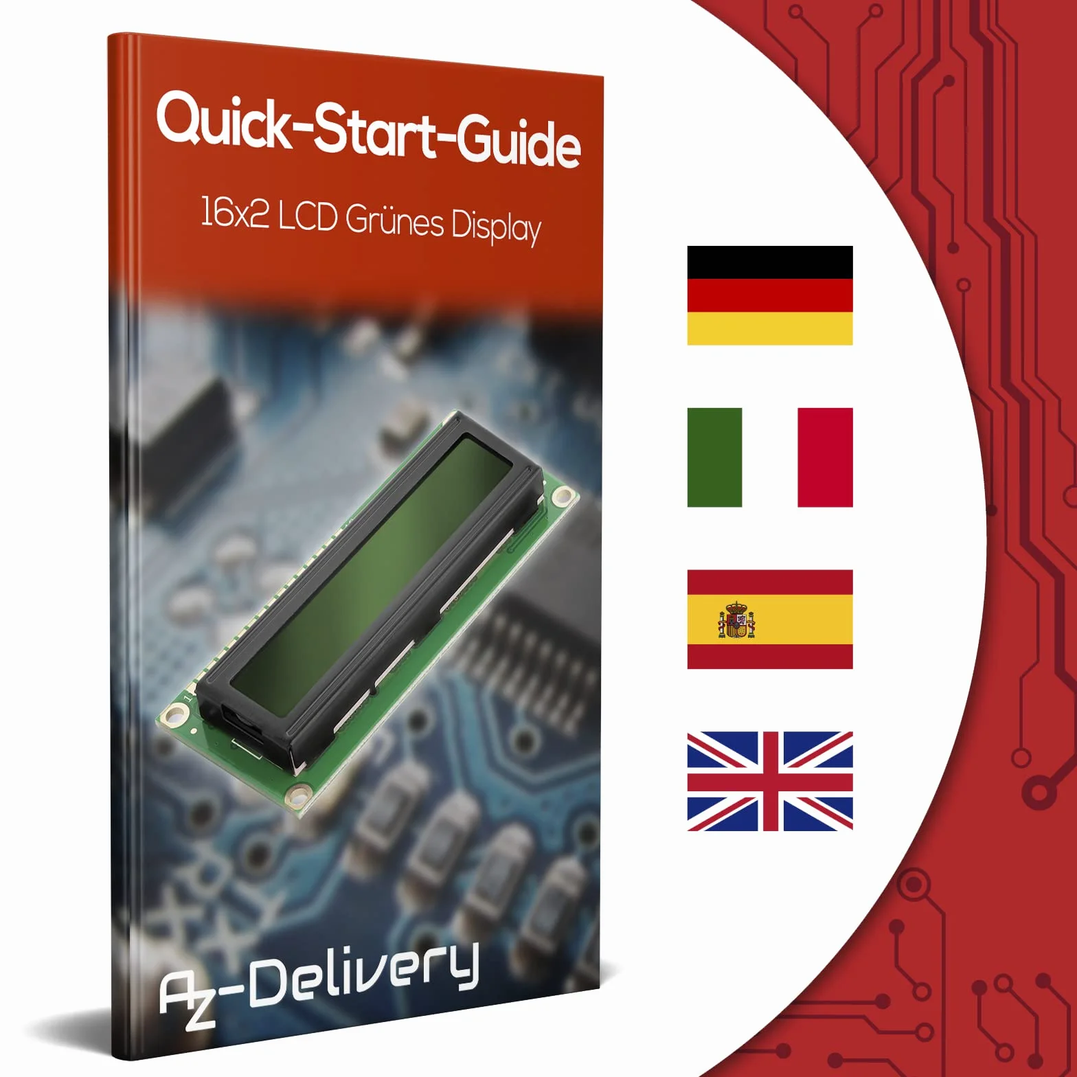 AZDelivery HD44780 1602 LCD Module Display 2x16 znaków zielony tle czarne kompatybilny Arduino Raspberry Pi