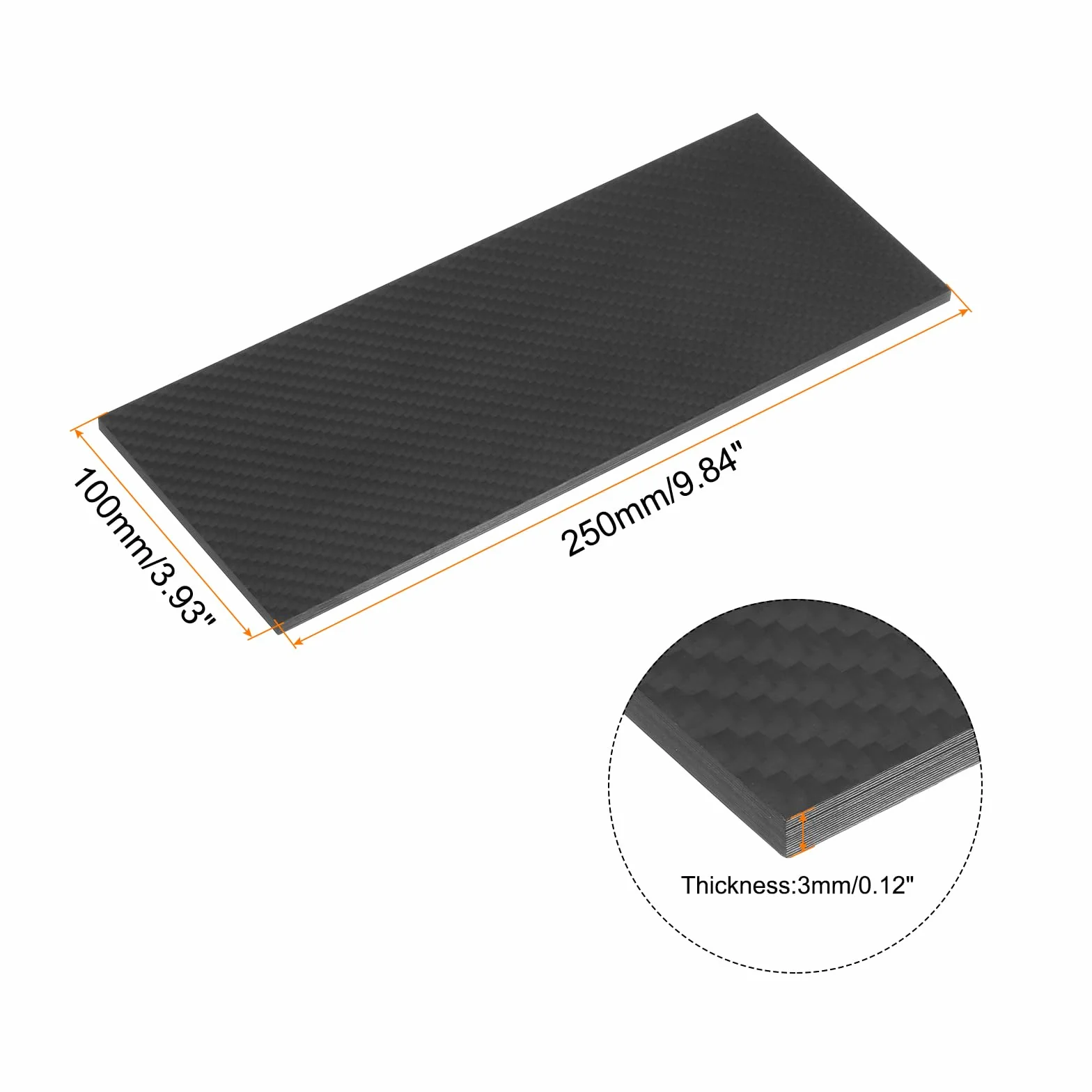 Płyta z włókna węglowego 250×100×3mm matowa pultrudowana płaska deska do RC