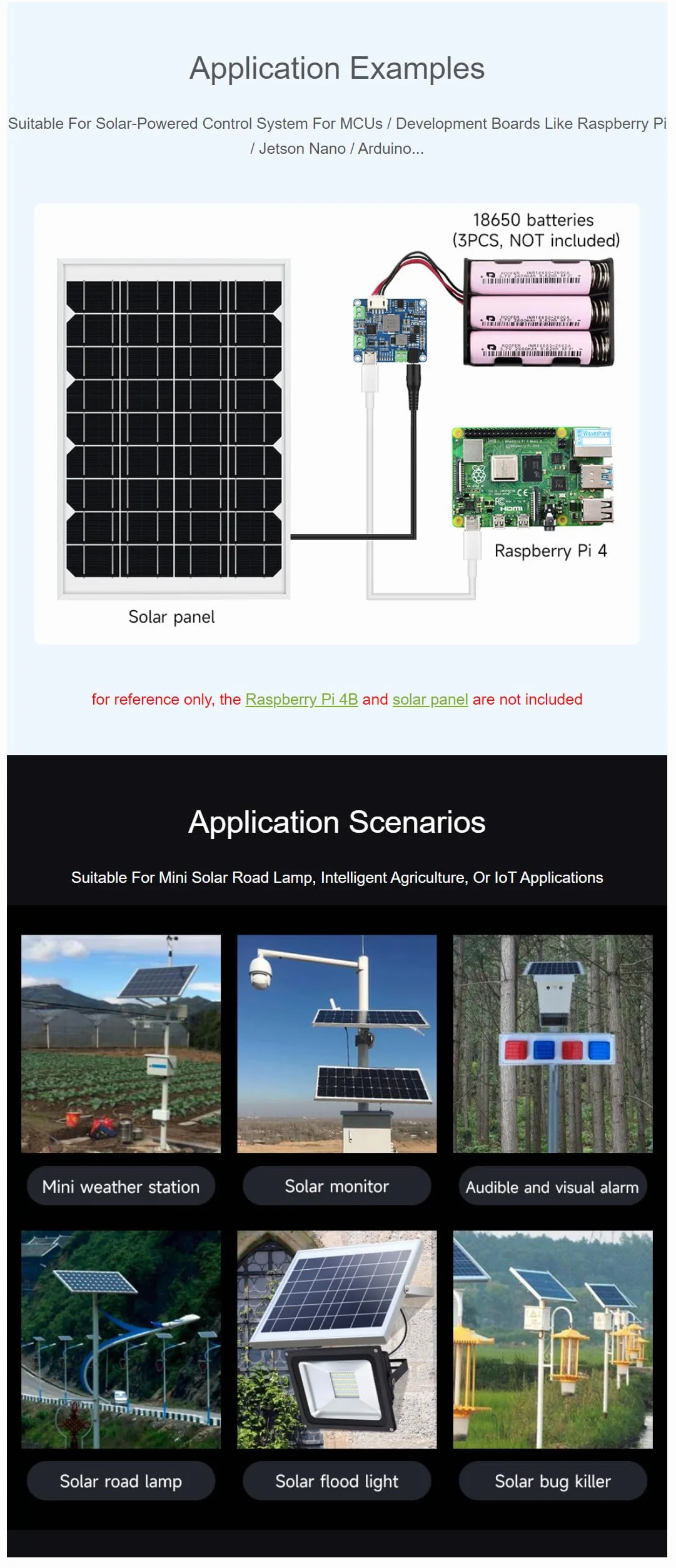 Solar Power Manager Module (D) Fits Raspberry Pi/Jetson Nano/Arduino Supports Type-C Power Adapter lub panel słoneczny 6 V ~ 24 V z uchwytem na baterie (nie zawiera 18650)