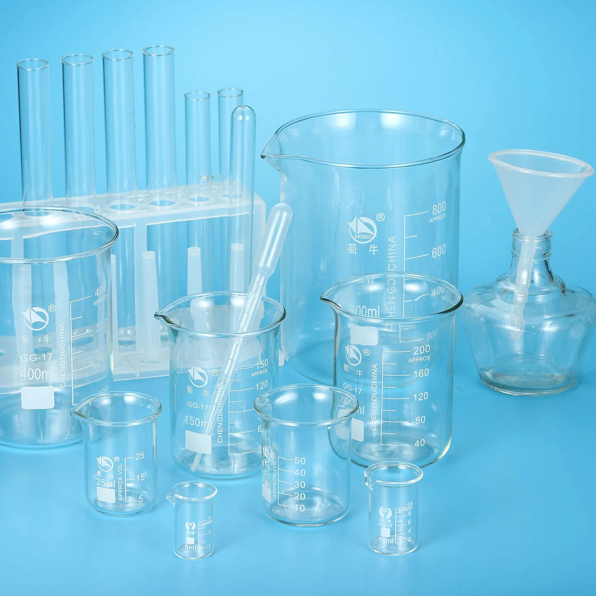 PATIKIL Szklana zlewka o wysokości 50 ml, 3,3 ze szkła borokrzemowego, miarka ze szkła borokrzemowego, z wylewką, do płynów laboratoryjnych, 3,3 szt