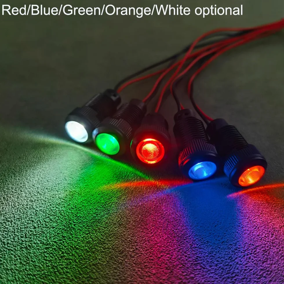 Gebildet Plastikowy Wskaźnik LED Lampka Sygnalizacyjna AC/DC 12-24V Rozmiar 12mm 5szt.
