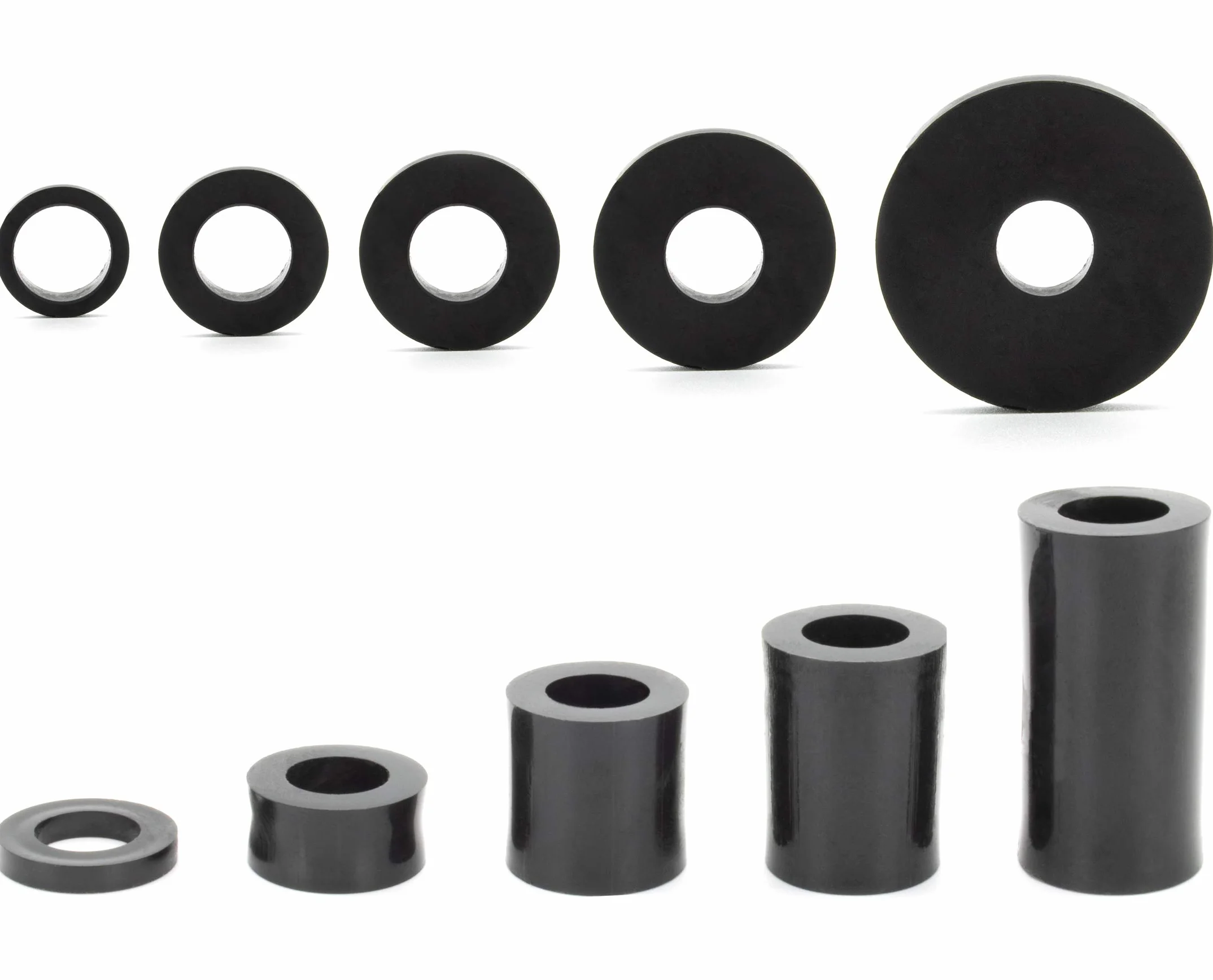Enkotrade 100 sztuk tulejek dystansowych do M10 | 15 x 10,5 x 12,5 mm | elementy dystansowe okrągłe z tworzywa sztucznego, podkładki dystansowe, tuleje łożyskowe, tuleje gwintowane