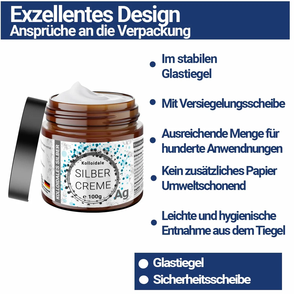 Koloidalny srebrny krem 40 ppm 100 g w szklanym tygielku – kosmetyk