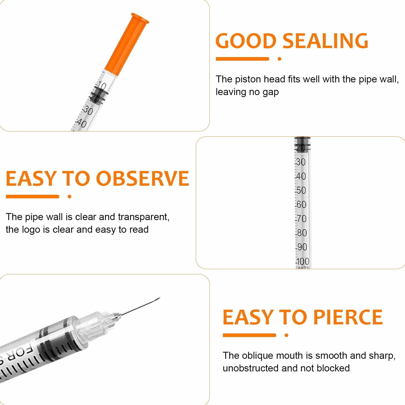 30 sztuk strzykawek 1 ml/cc 29 G-8 mm, strzykawki 1 ml, plastikowa tubka, uniwersalne narzędzia pomiarowe, pakowane pojedynczo