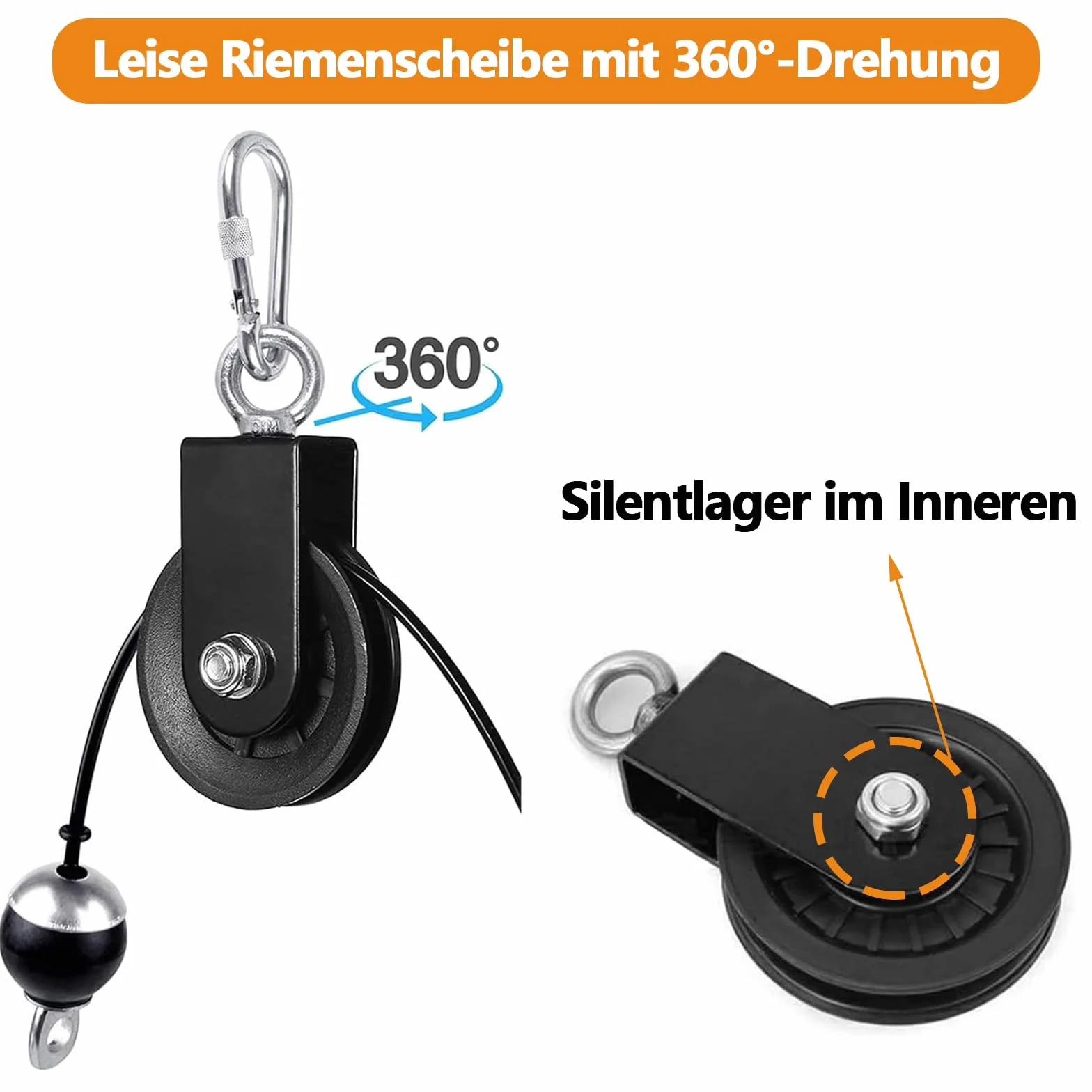 Kółka zwrotne 2 szt. rolki linowe z uchwytem U 360° Pulley, akcesoria do huśtawek