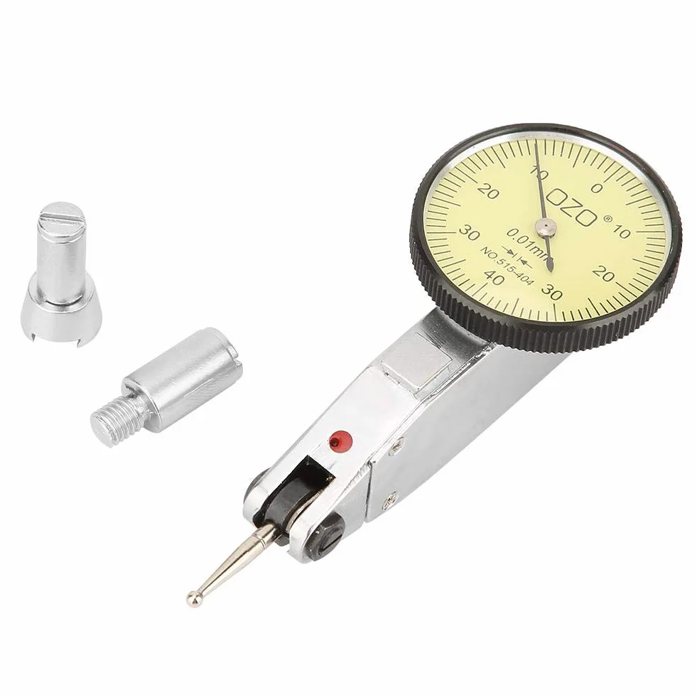 Marhynchus Precyzyjny wskaźnik zegarowy 0,01 mm, zestaw metrycznych mierników zegarowych 0-0,8 mm, aluminium, zdejmowany, uchwyt na jaskółczy ogon, obrót o 360 stopni, do pomiaru wąskich lub wklęsłych