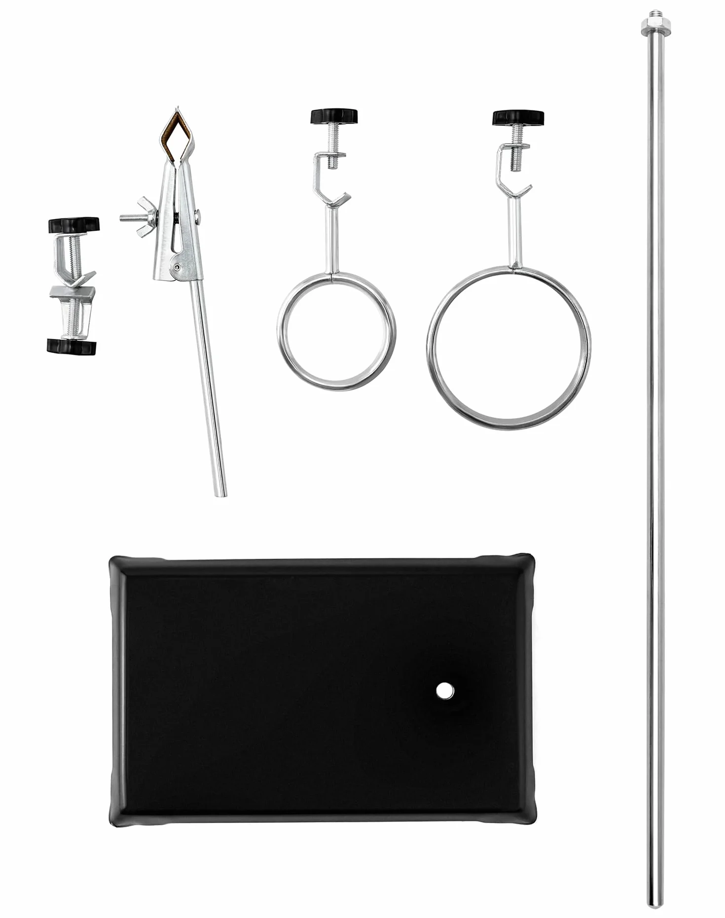 QWORK Stojak laboratoryjny 13 x 21 cm, pręt 50 cm, zaciski i mufy 5 cm/7,3 cm