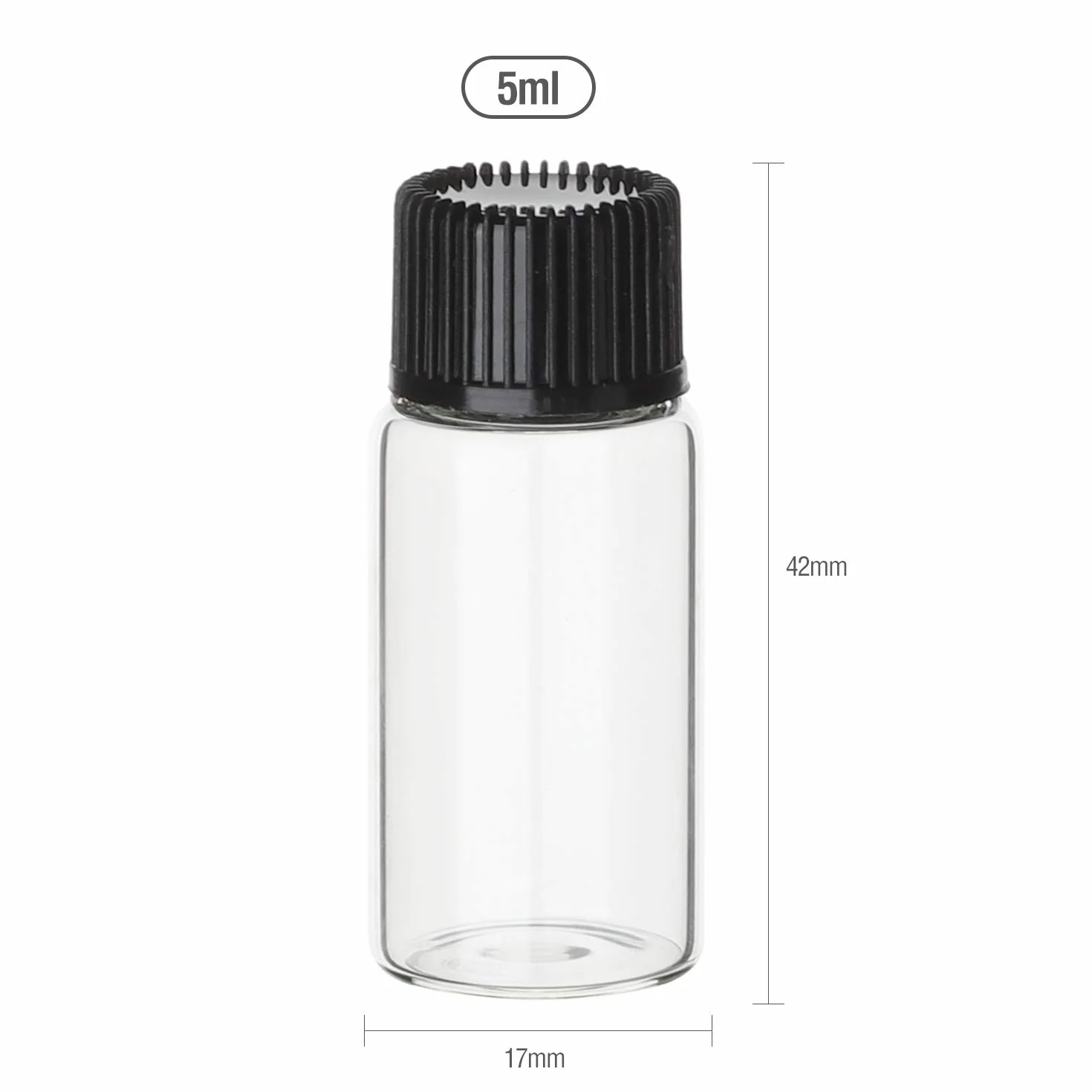 Szklane butelki na próbki 5 ml Hyber&Cara 20 szt. z zakrętką, bonus 2 mini lejki
