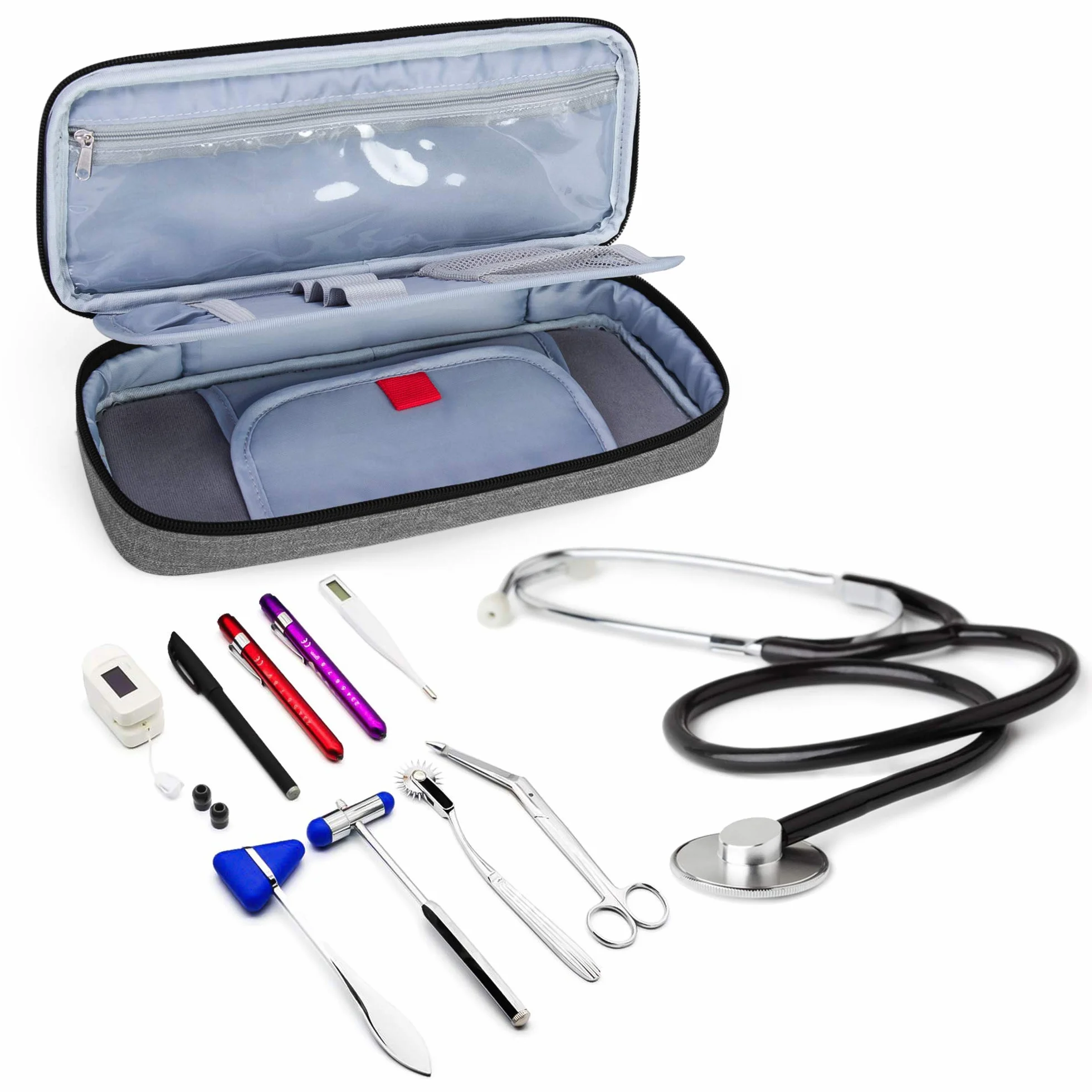 Trunab Torba stetoskopowa Szary z kieszenią wewnętrzną kompatybilna z 3M Littmann MDF ADC