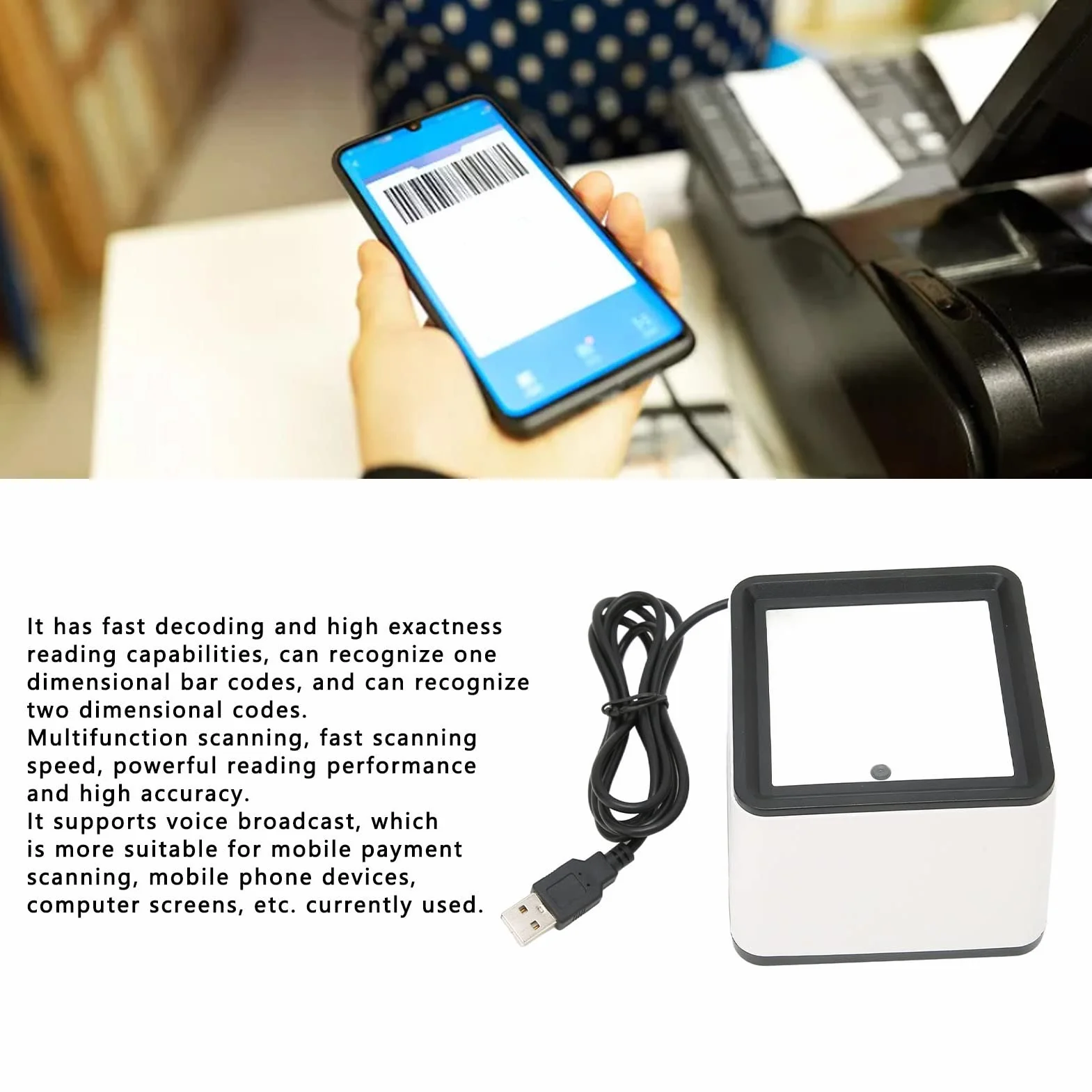 Skaner Kodów Kreskowych R42 2D 1D USB Czytnik Kodów Kreskowych