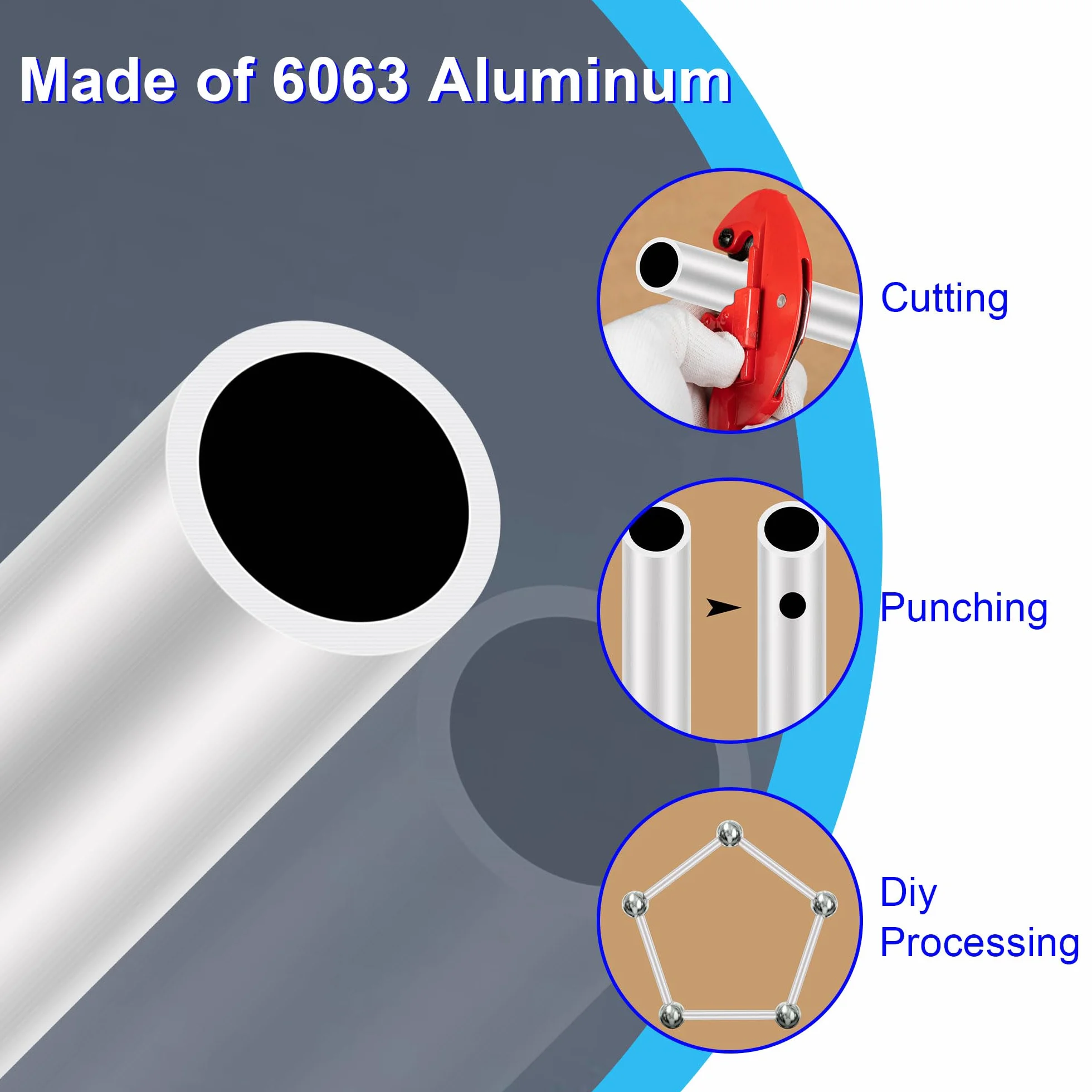 6063 rura aluminiowa 12 mm średnica zewnętrzna x 10 mm ID 1,0 mm grubość ścianki 200 mm długości, aluminiowe okrągłe rury bezszwowe proste rury (3 szt.)