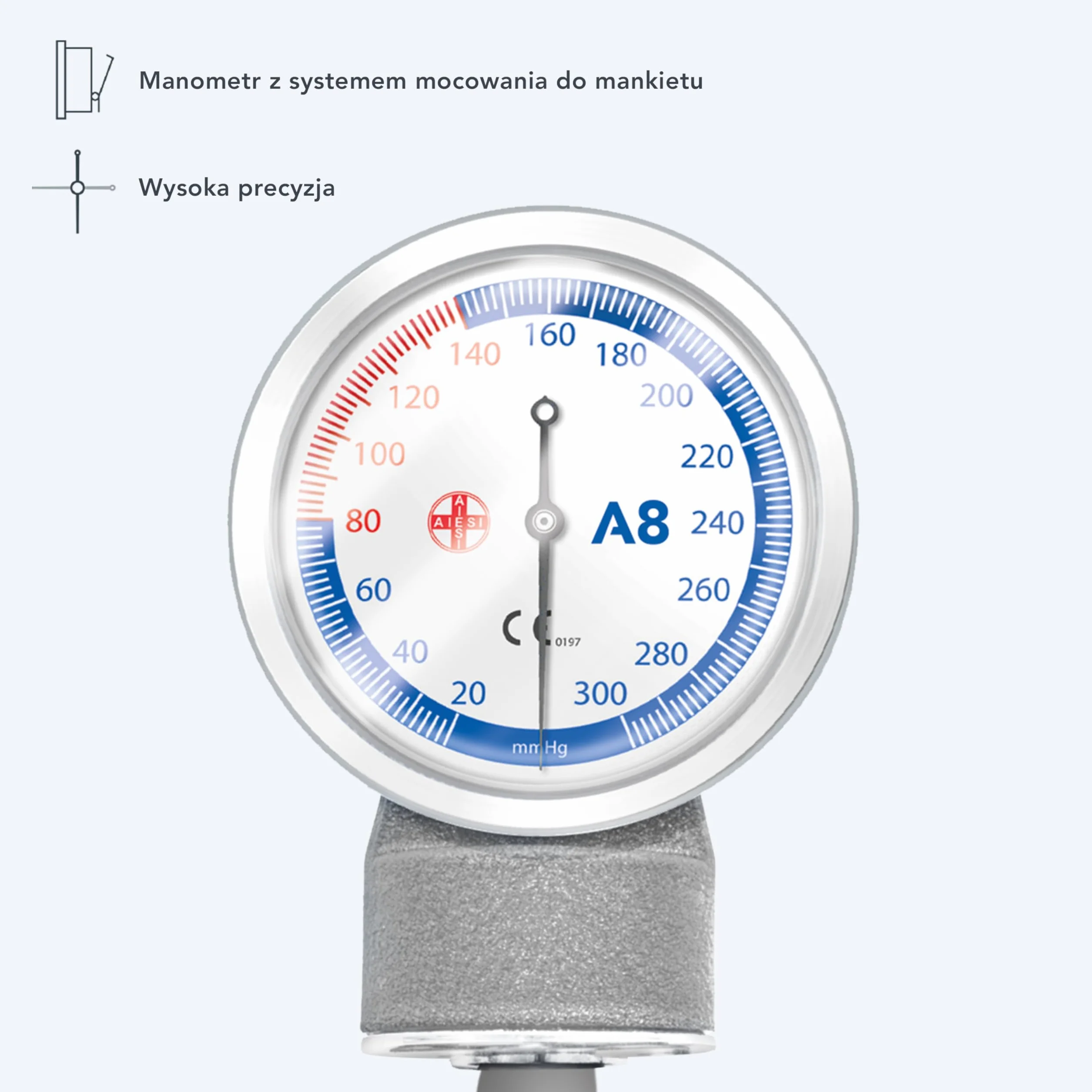 AIESI® Ciśnieniomierz Profesjonalny Pediatryczny aneroid klasyczny model dla dzieci PRECISION A8, 24 miesiące Gwarancji