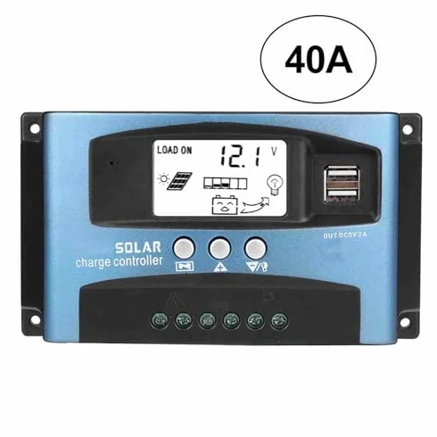 Kontroler ładowania słonecznego MPPT 40A 50A 60A 100A Kontroler panelu słonecznego Kontroler ładowania baterii Podwójne połączenie USB Uziemienie ujemne z wyświetlaczem LCD 12V 24V (40A)