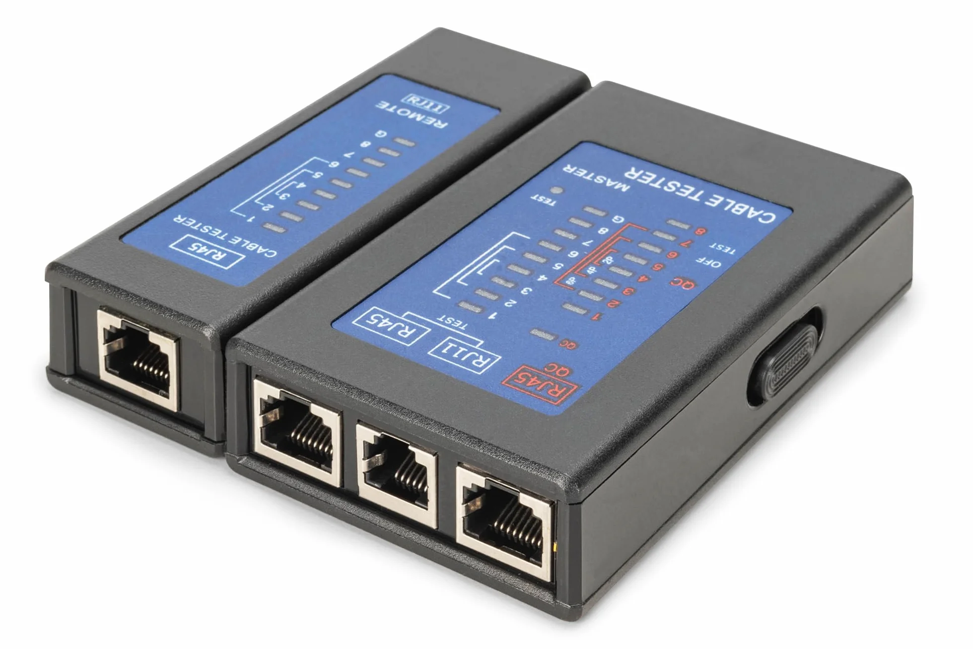 DIGITUS tester kabli sieciowych RJ45 RJ11 PoE CAT 5 CAT 5e CAT 6 CAT 6A czarny