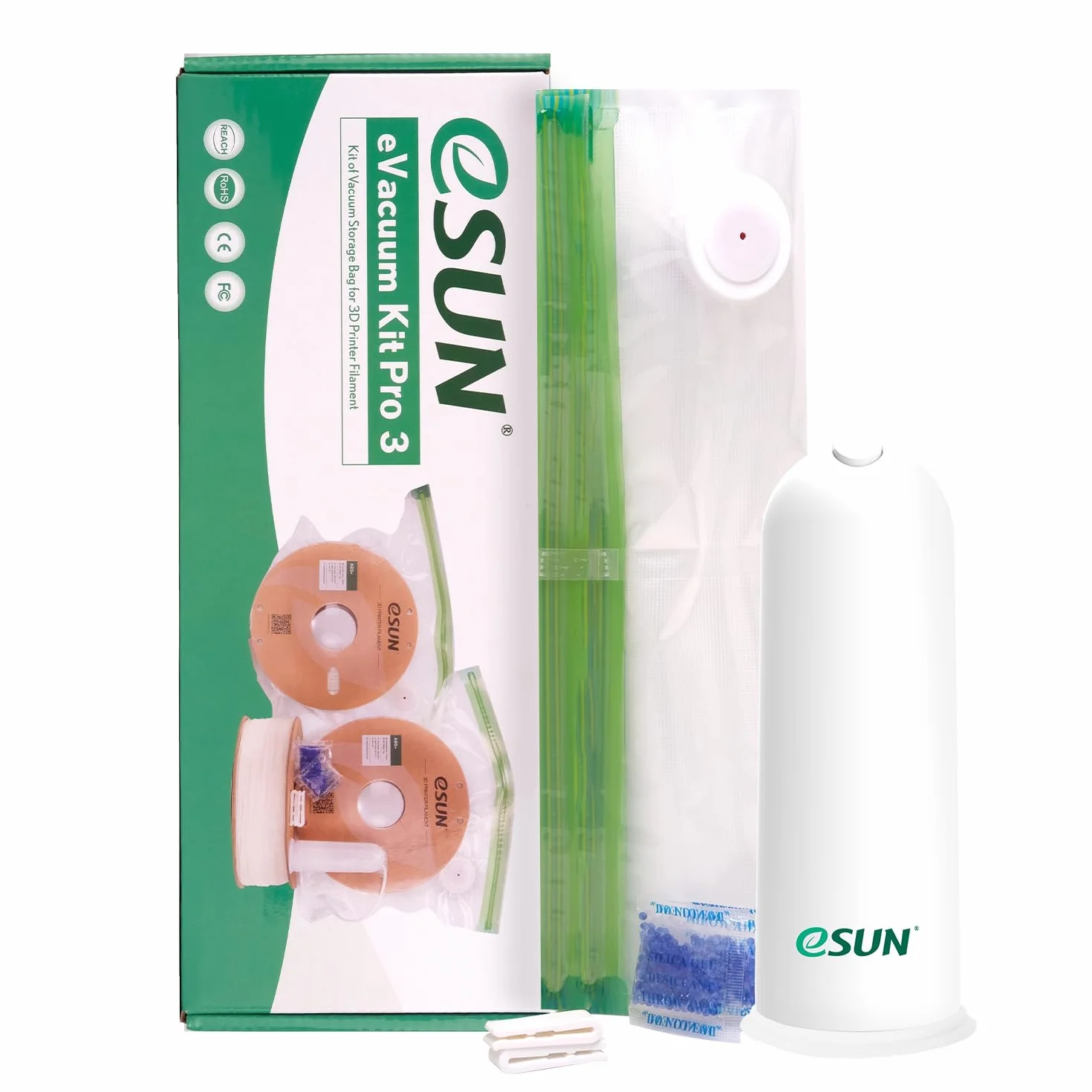 eSUN Zestaw worek próżniowy do przechowywania filamentu 3D 10 sztuk z pompką USB