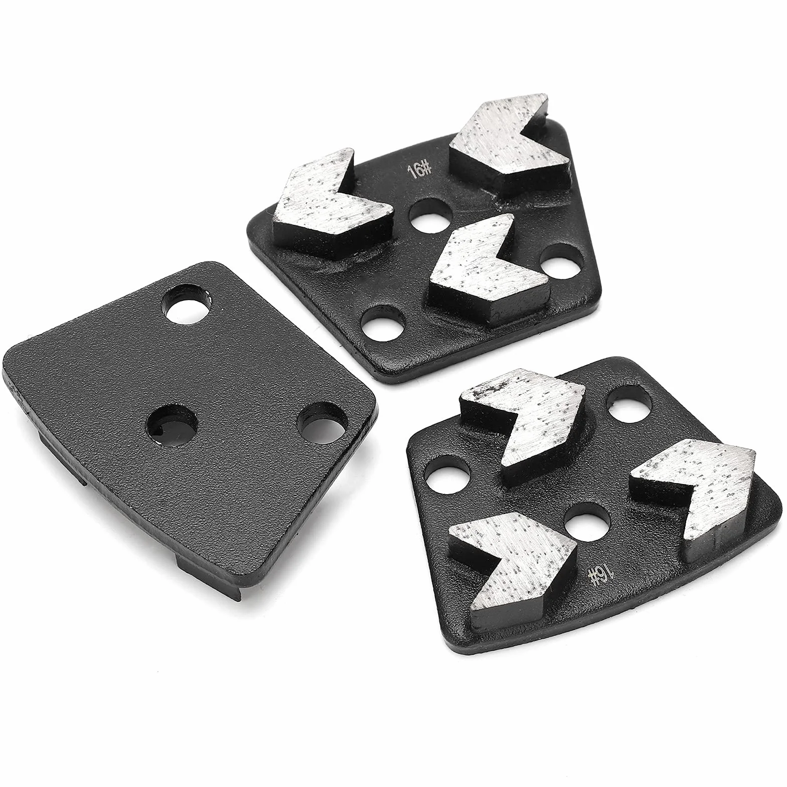 3 szt. Buty do Szlifowania Diamentów, 16# Czarne Trapezowe Szlifierki Diamentowe do Szlifowania Betonu Buty Narzędzie Tnące Zestaw Dysków