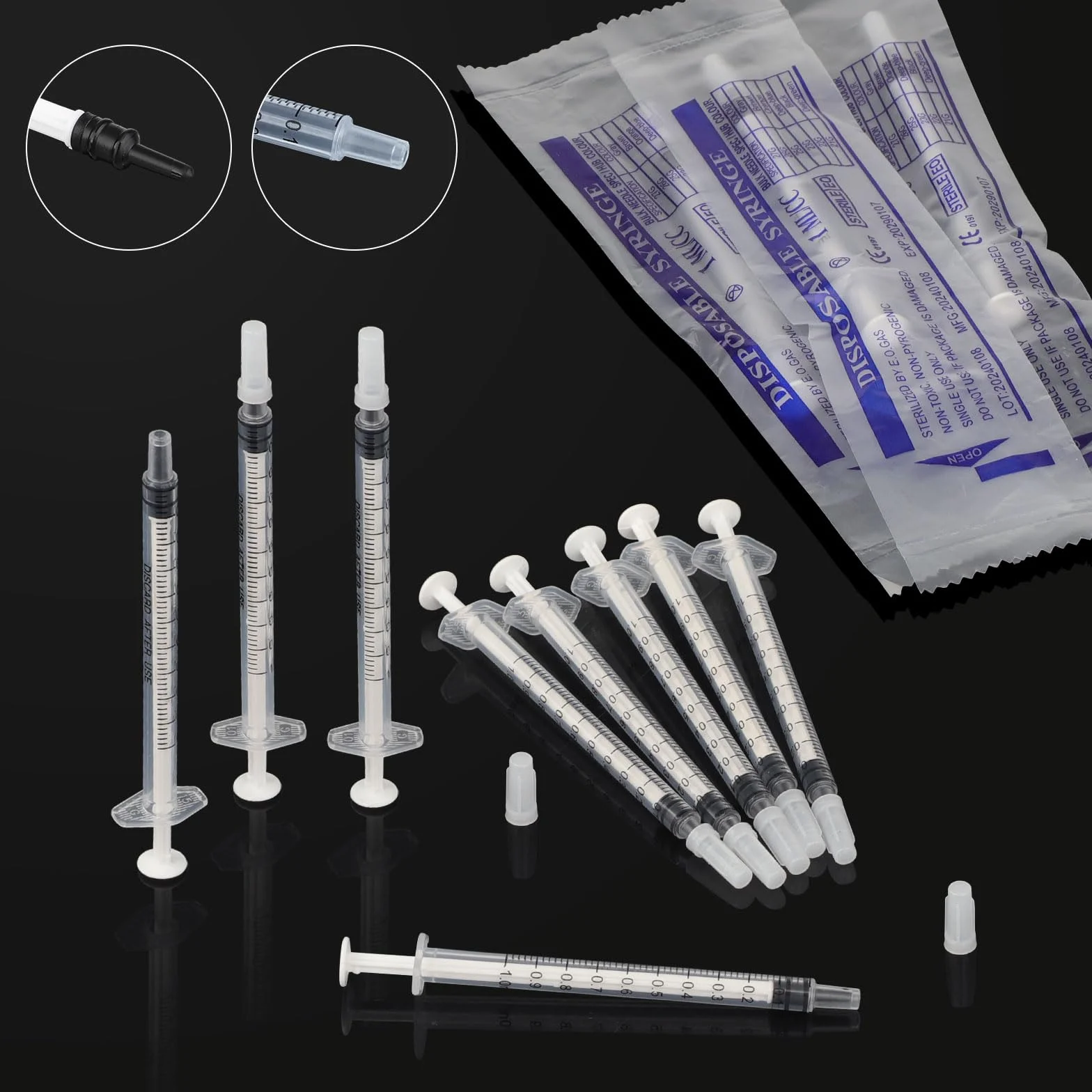 Plastikowa strzykawka 1 ml 60 sztuk bez igły dozownik oleju