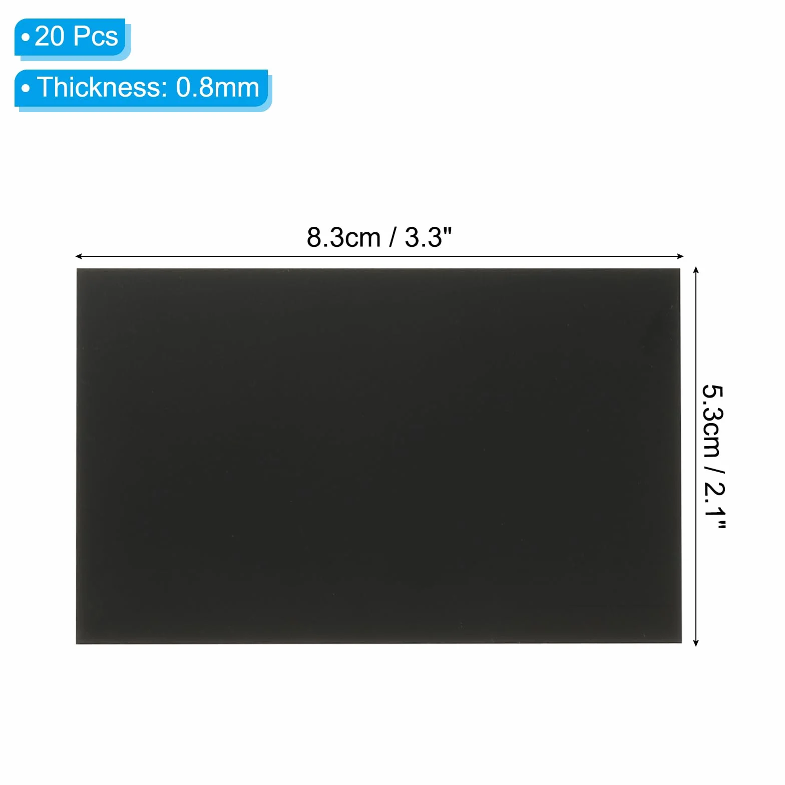 PATIKIL 2,1 x 3,3 cala anodowana blacha aluminiowa, 20 sztuk płyt laserowych, półfabrykaty do grawerowania 0,5 mm, cienki prostokąt do majsterkowania, grawerowania laserowego, kolor czarny