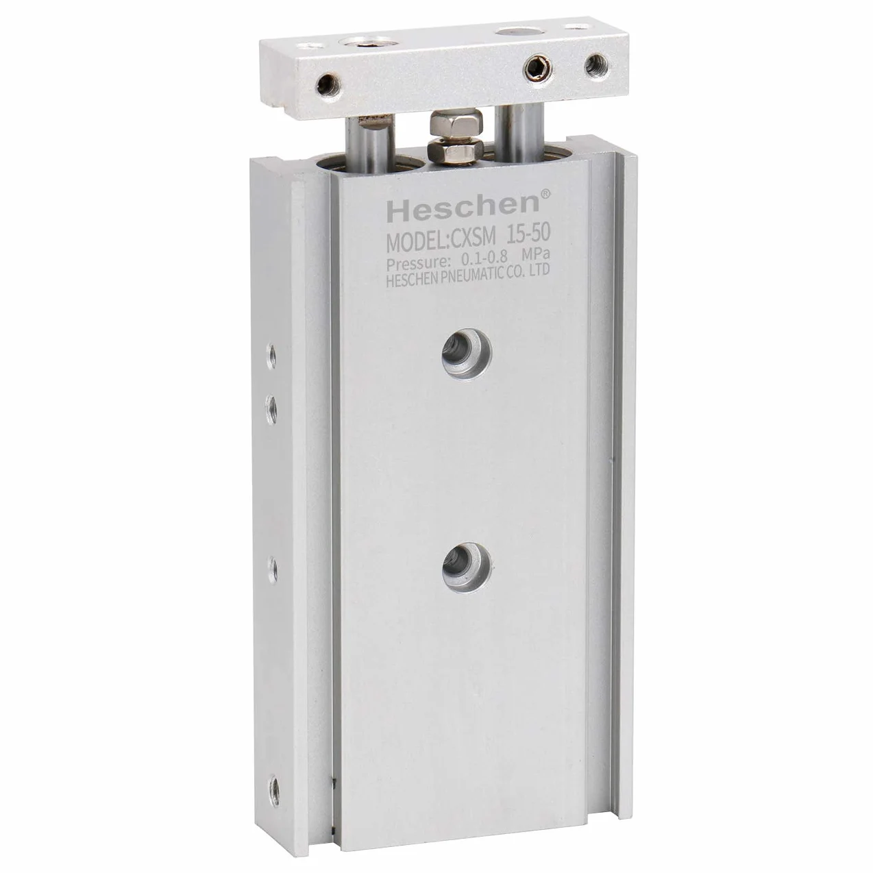 Heschen podwójny aluminiowy cylinder powietrzny CXSM 15-50 pręt prowadzący podwójny pręt prowadnica pneumatyczne łożysko ślizgowe amortyzowane 15 mm otwór 50 mm skok dwustronne działanie