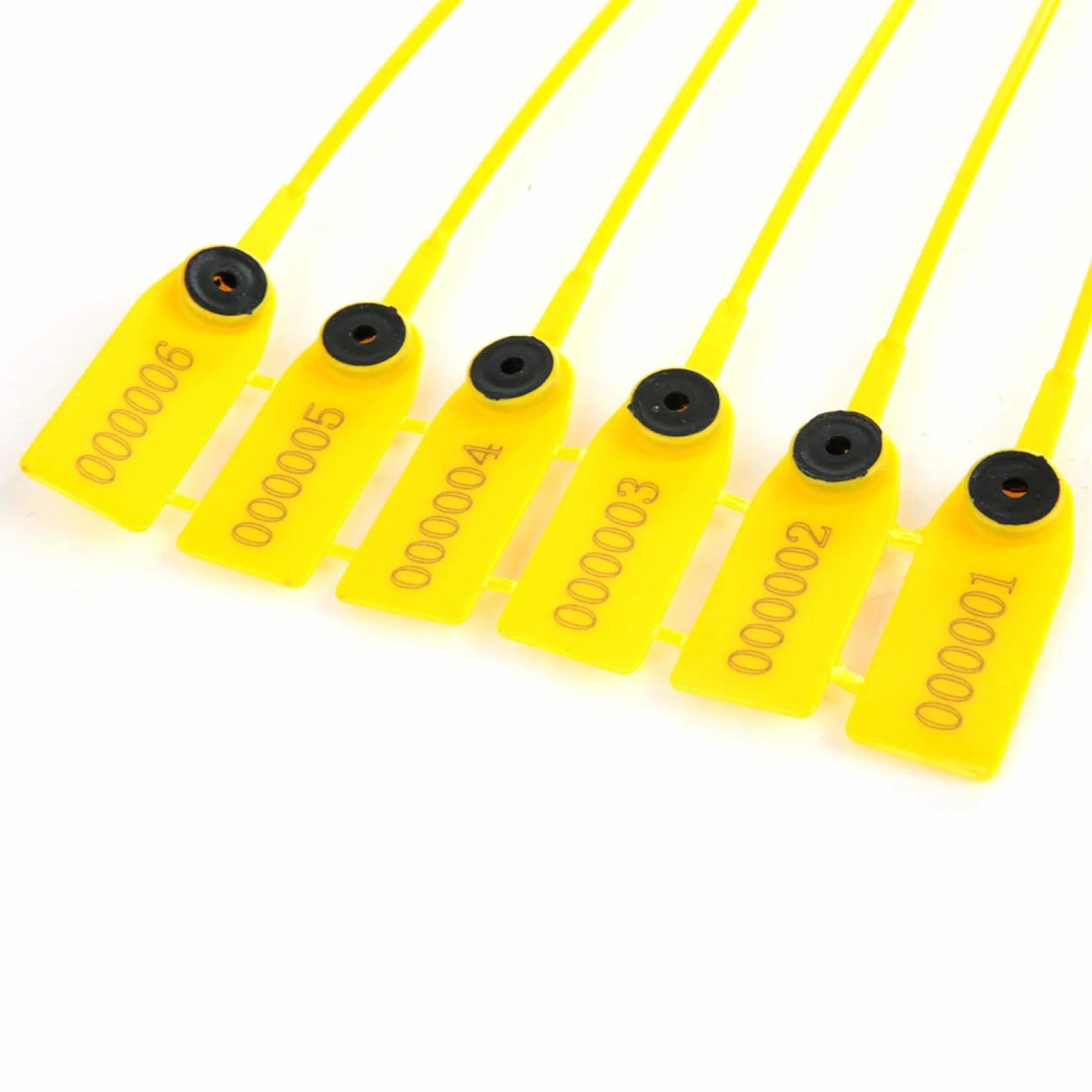 Plomba plastikowa 100szt. Żółta 40cm Etykiety plomby zabezpieczające Plomba plombowa plastikowa z numerem do magazynu logistycznego wysyłki