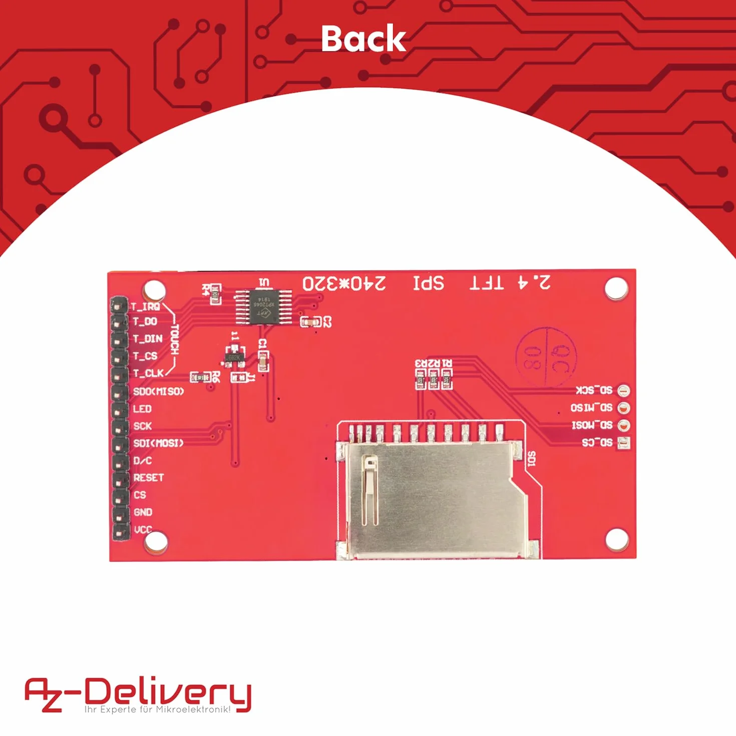 AZDelivery 2,4 cala LCD TFT ekran dotykowy 320x240 ILI9341 SPI Arduino Raspberry Pi