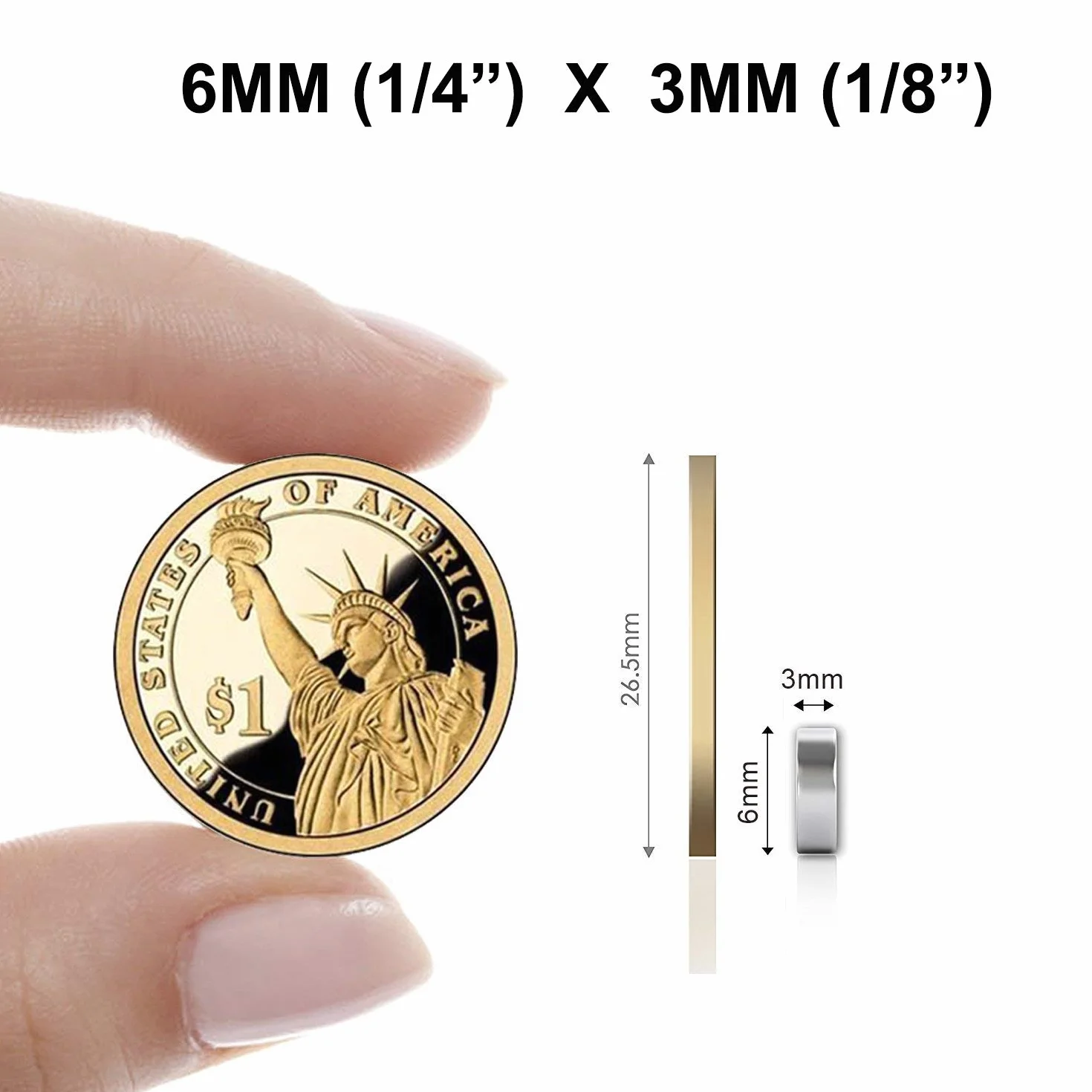 Magnesy neodymowe N52 6x3 mm 25 sztuk Okrągłe Srebrne