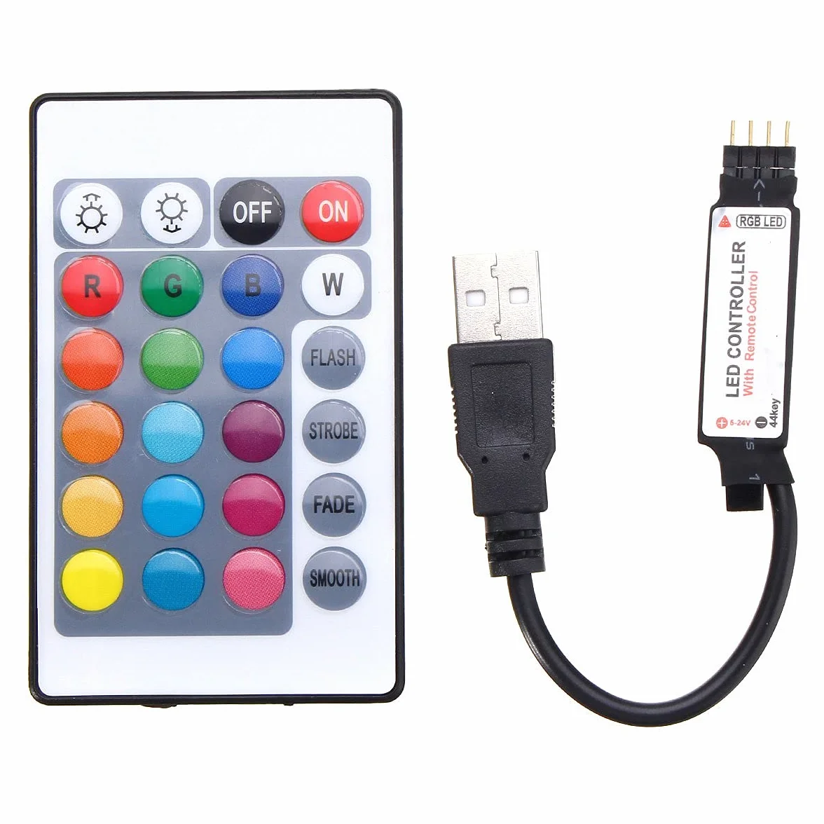 MASUNN 24 klawisze USB LED kontroler z pilotem zdalnego sterowania do DC5V 5050 RGB Strip Light