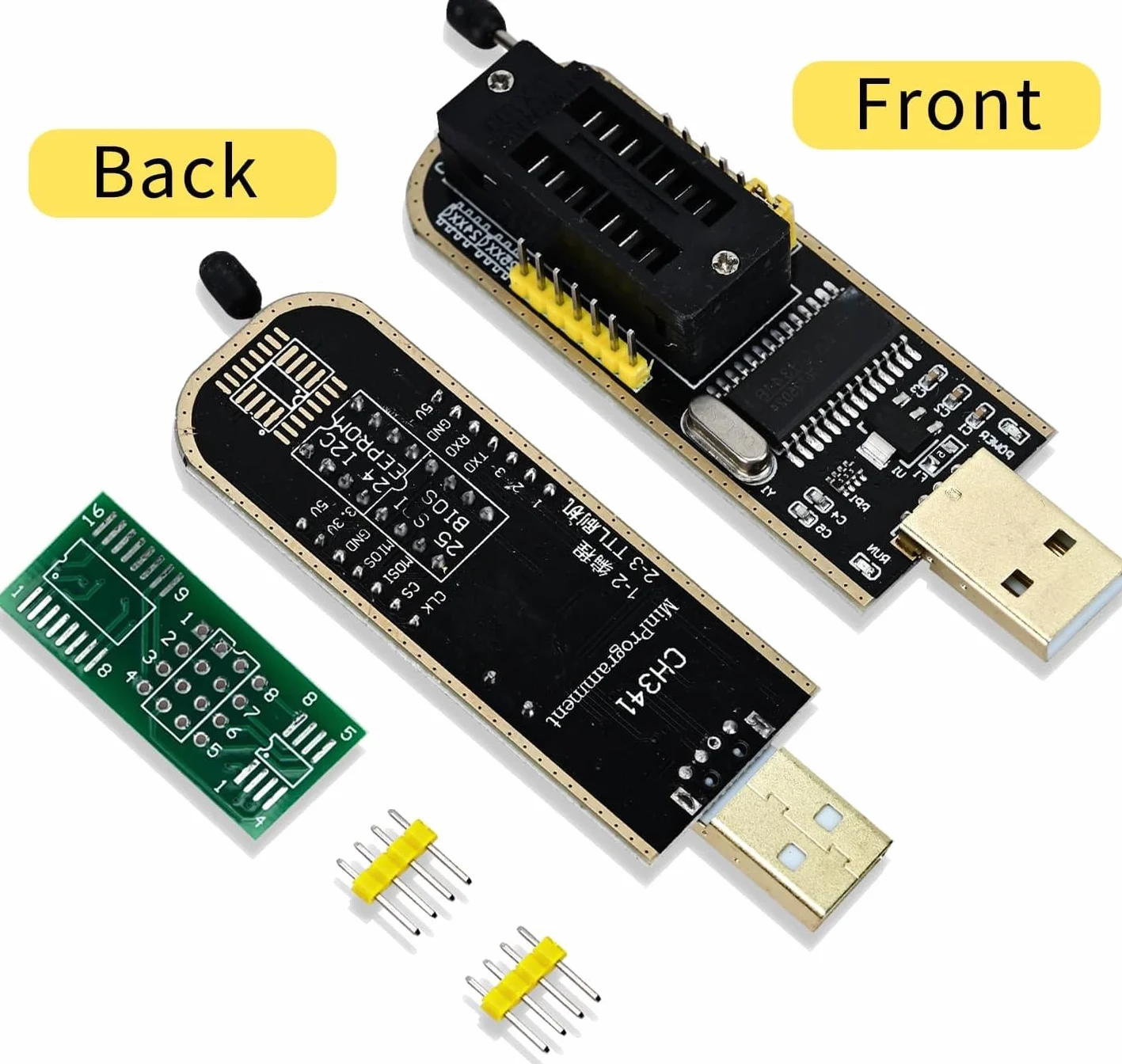 CH341A Programator z klipsem testowym SOP8, podwójna płytka Flash Chip IC do serii 25 Flash BIOS USB moduł