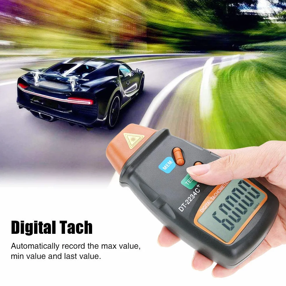 Qiilu Cyfrowy tachometr odblaskowy DT-2234C LCD bezstykowy tester minilomierza