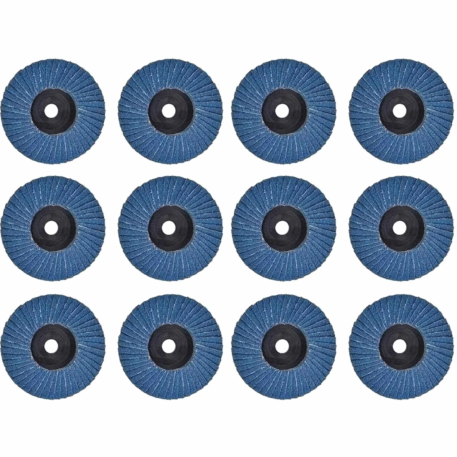 12 sztuk krążków wachlarzowych, ściernych, ściernych, 75 mm, ziarnistość 120, tarcza lamelowa, do metalu, stali, drewna, tarcza szlifierska, mop szlifierski, płyta do szlifowania, kolor niebieski