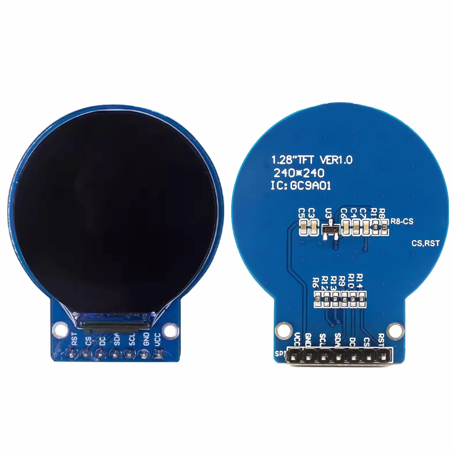 2 sztuki GC9A01 1,28 cala okrągły ekran TFT do Arduino RGB IPS HD 240 x 240 interfejs SPI wyświetlacz LCD moduł do urządzeń wyświetlających, monitorowania w czasie rzeczywistym i wyświetlania