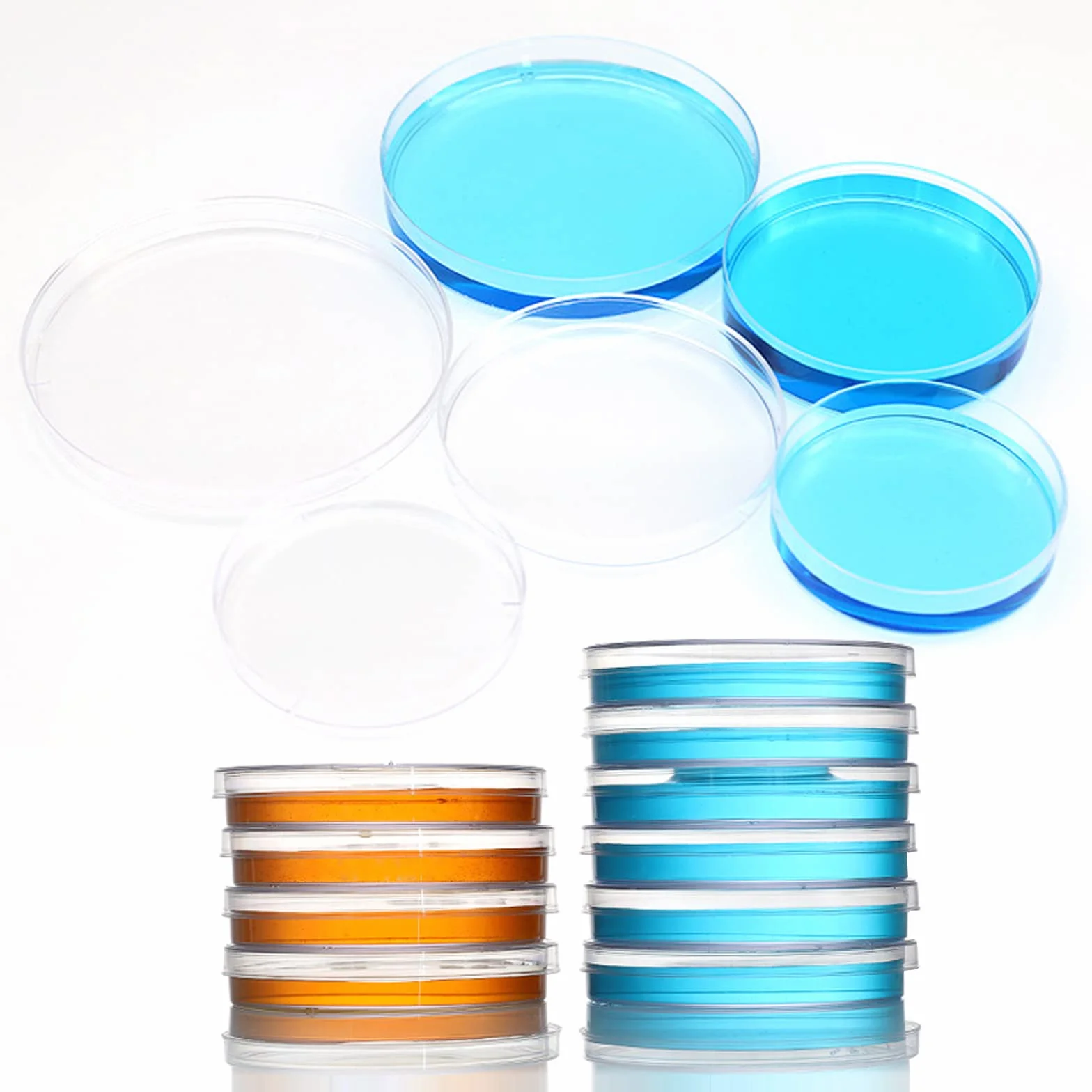 CHMYY 65 + 55 + 34 mm zestaw naczyń Petri z pokrywkami, 30 szt. sterylnych plastikowych naczyń Petri w zestawie 10 szt. plastikowych pipetek transferowych 3 ml dla dzieci do szkoły, laboratorium, nauki, projekty targowe