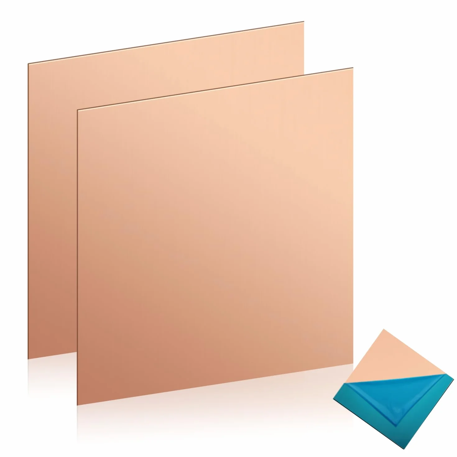 Blacha miedziana, 2 sztuki płyt miedzianych 100 × 100 × 0,5 mm, 99% czysta blacha miedziana do wyrobu metalu, produkcji biżuterii, majsterkowiczów, biżuterii i wielu innych
