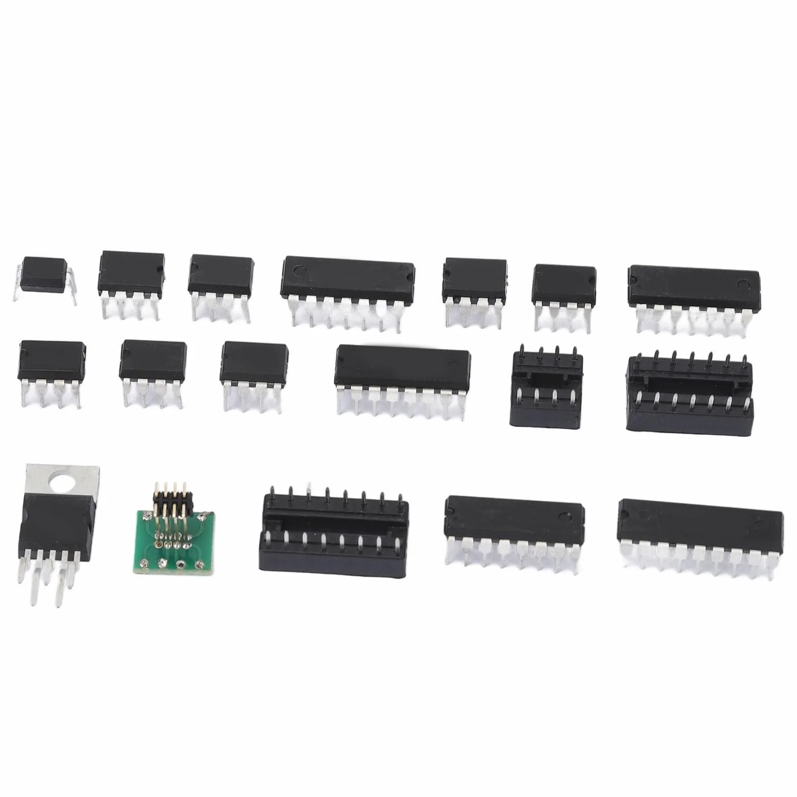Zestaw Asortymentowy IC Opamp Oscillator – 150 szt. Zintegrowany Zestaw Układów Scalonych XL, Chipy i Gniazda do Sprzętu Elektronicznego