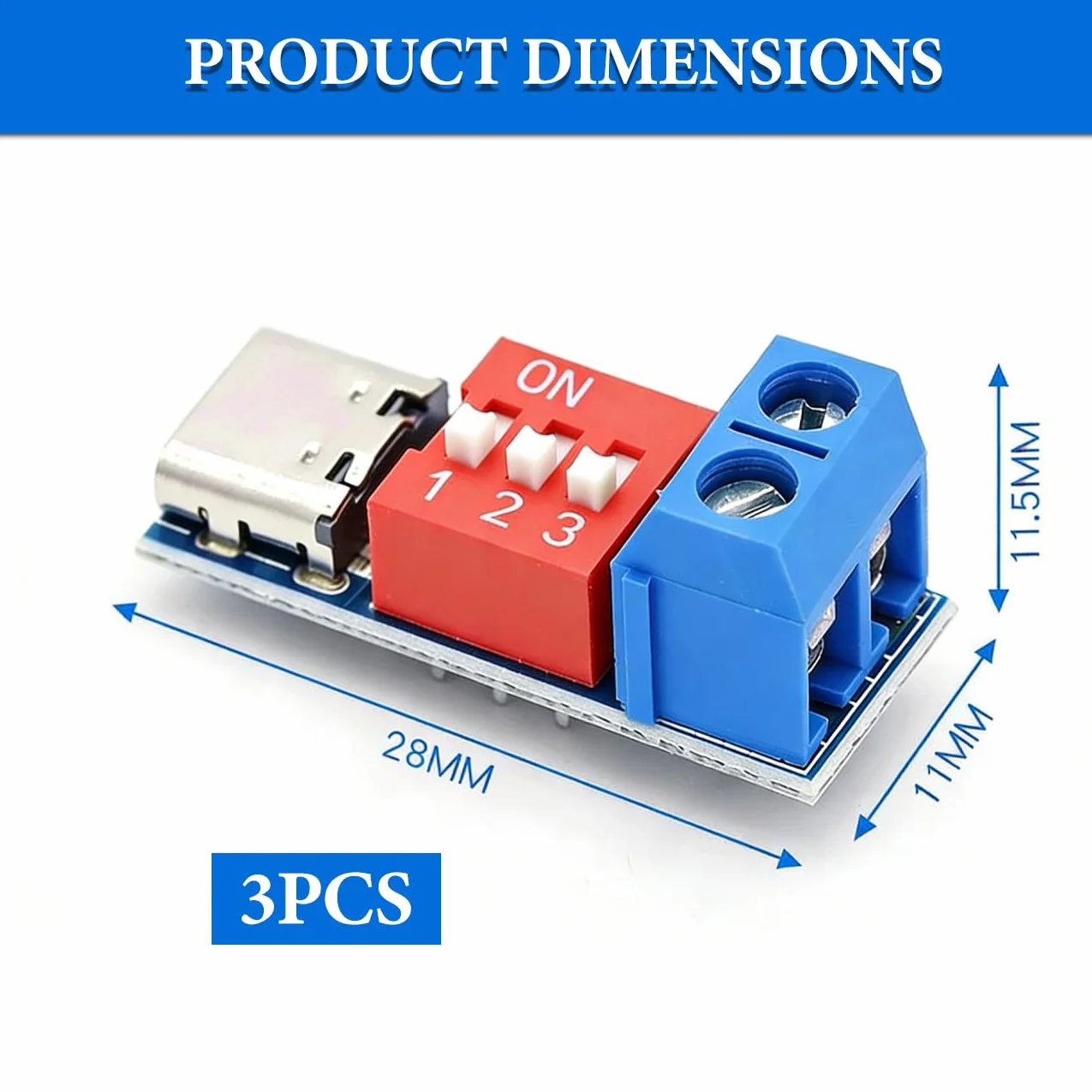 USB-C PD Trigger Board Moduł 3 szt. Przełącznik DIP 5V/9V/12V/15V/20V PD 3.0/2.0 QC 3.0 Ładowanie