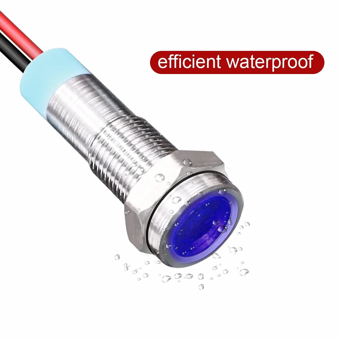 Gebildet 5 Sztuk 8mm AC/DC 12-24V Led Metalowy Wskaźnik Świetlny Wodoodporna Lampka Sygnalizacyjna Pilot Dash Kierunkowe Samochód Ciężarówka Łódź Z Przewodem (Niebieski)